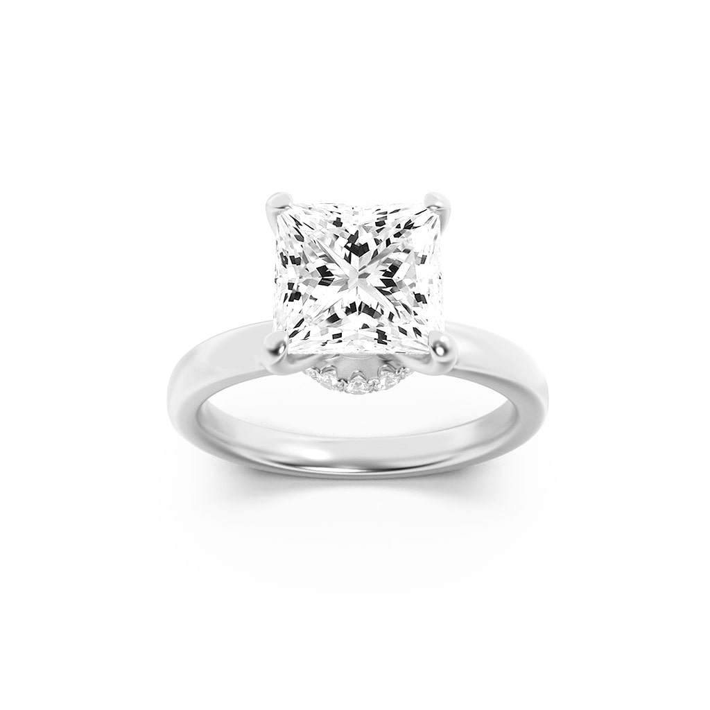 3.00 CT Princess Diamond Ring in 14K White Gold