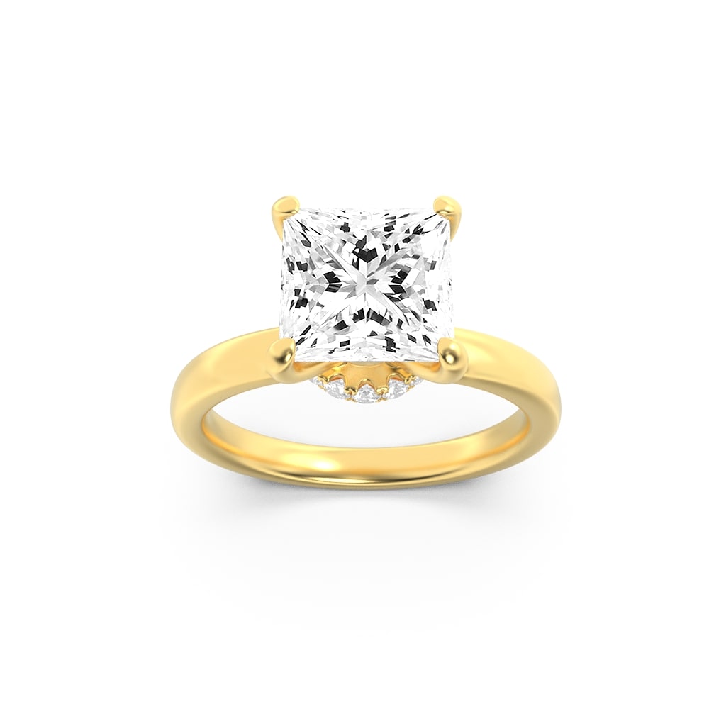 3.00 CT Princess Diamond Ring in 14K Yellow Gold