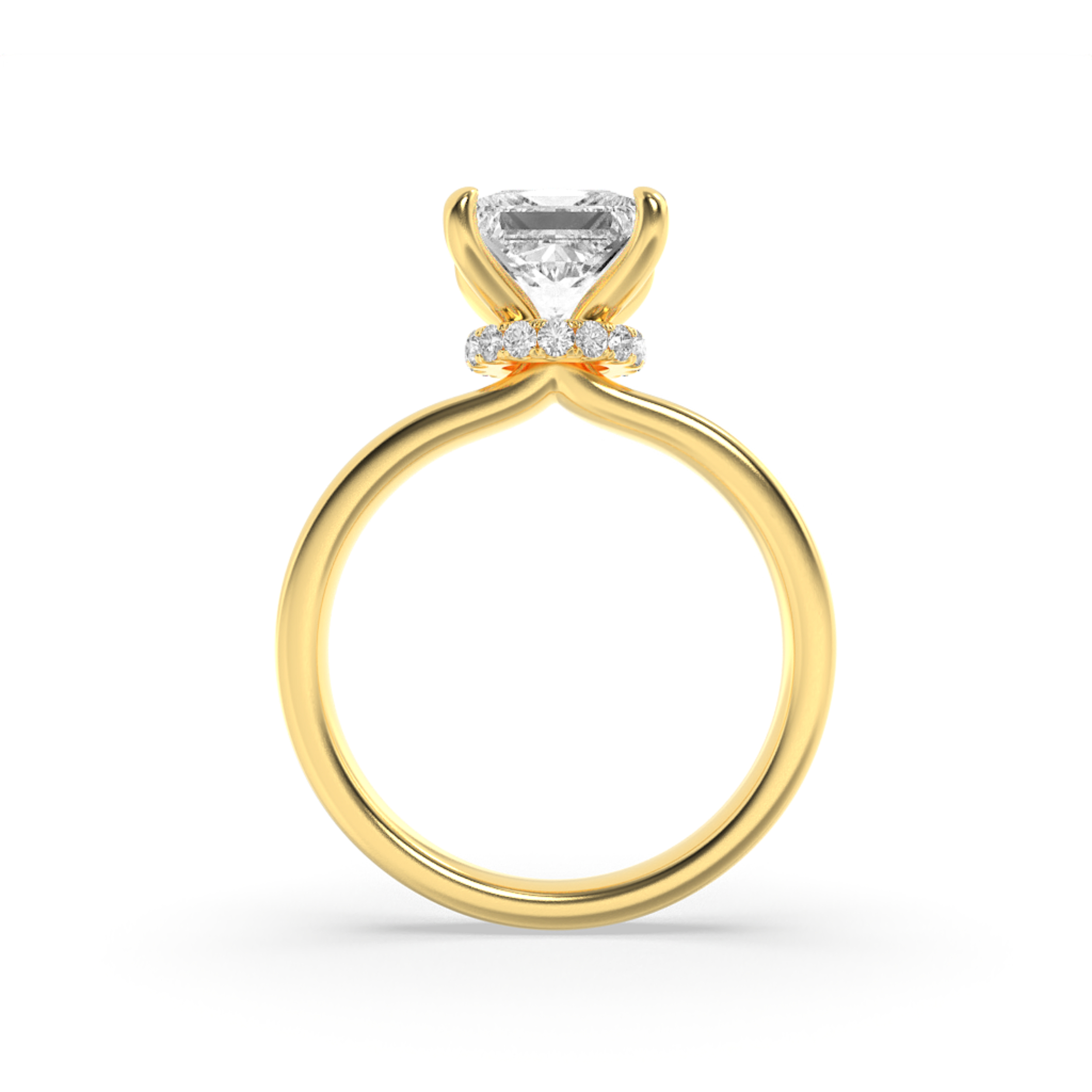 Hidden Halo Emerald Solitaire Ring view 4