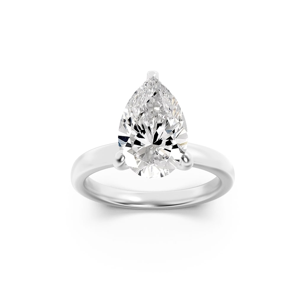 1.00 CT Pear Diamond Ring in 14K White Gold