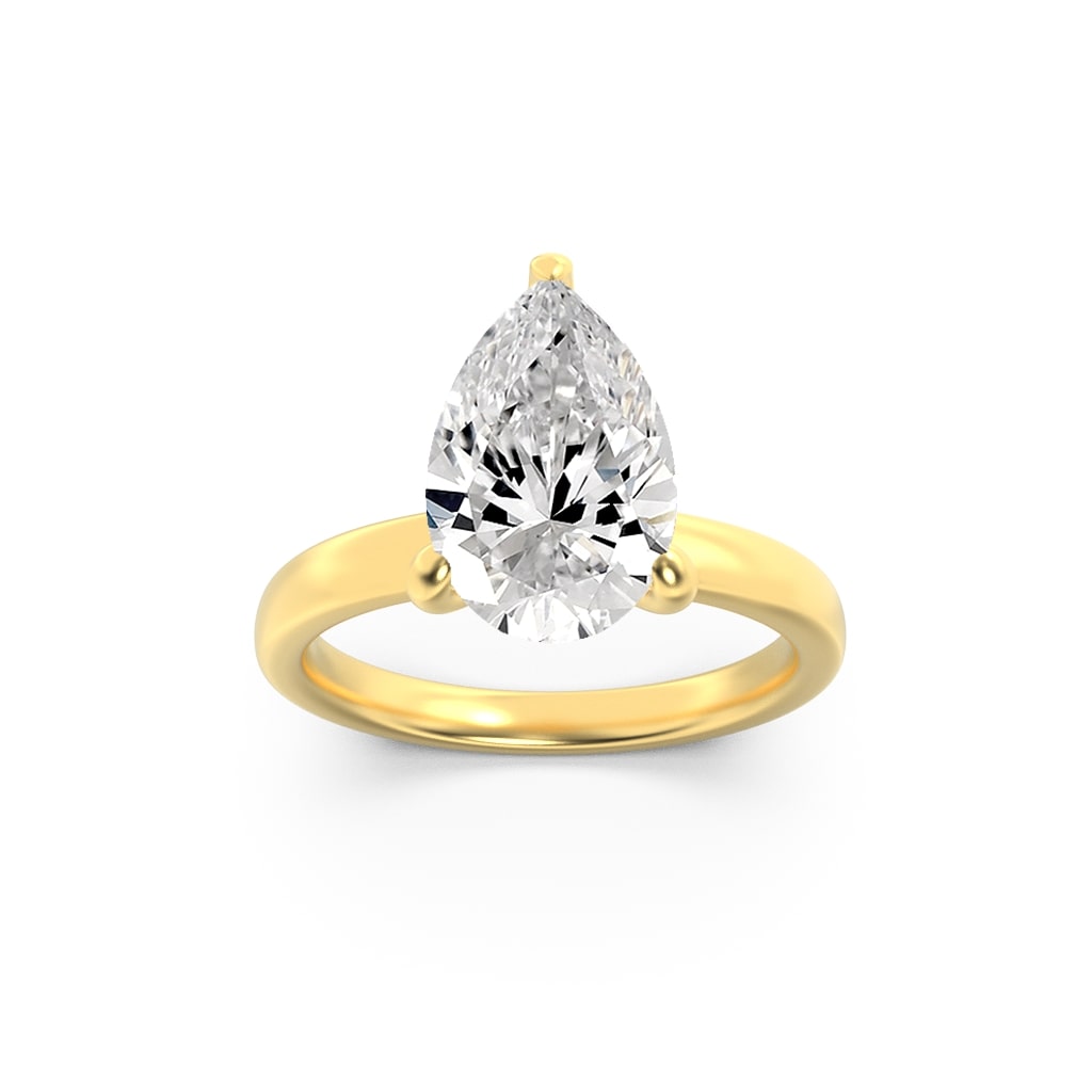 1.00 CT Pear Diamond Ring in 14K Yellow Gold