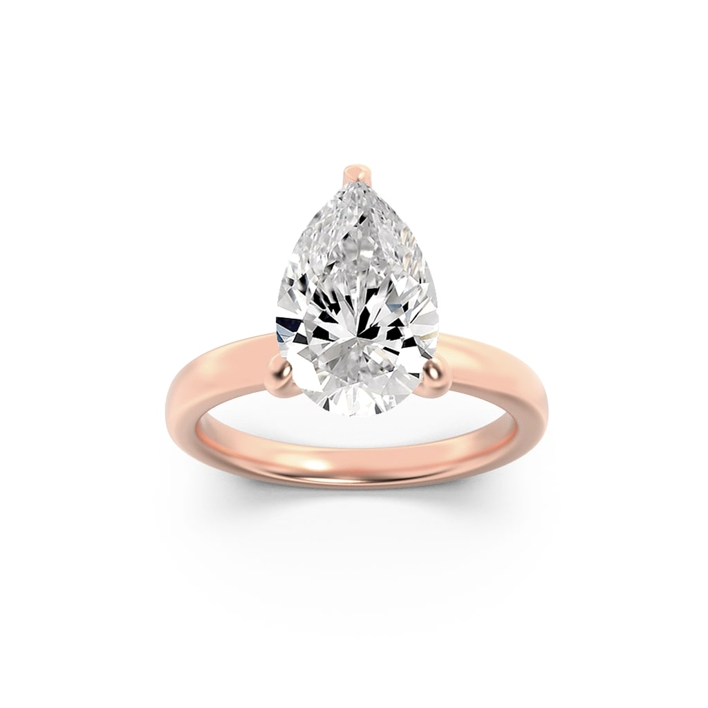 1.00 CT Pear Diamond Ring in 14K Rose Gold