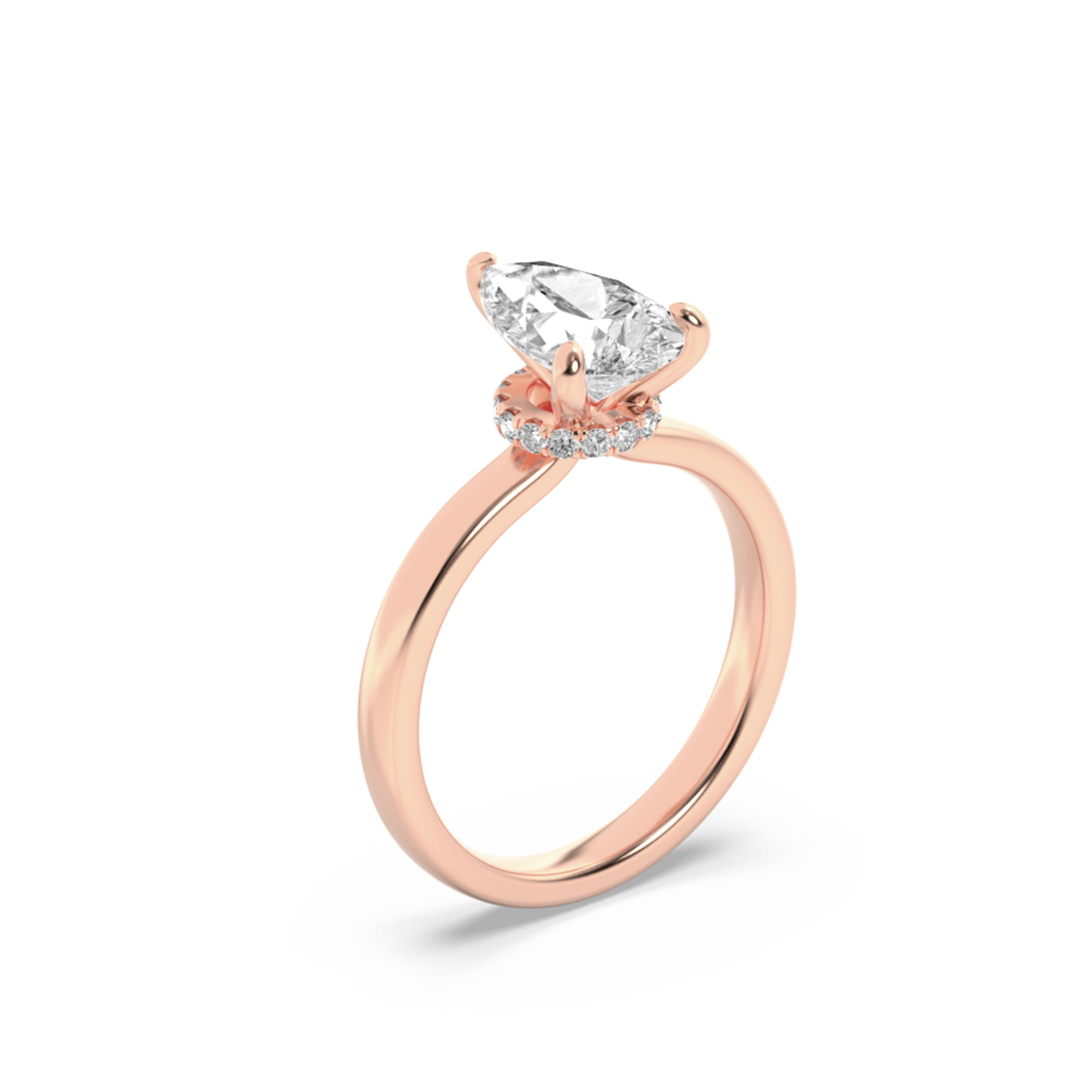 Hidden Halo Emerald Solitaire Ring view 3