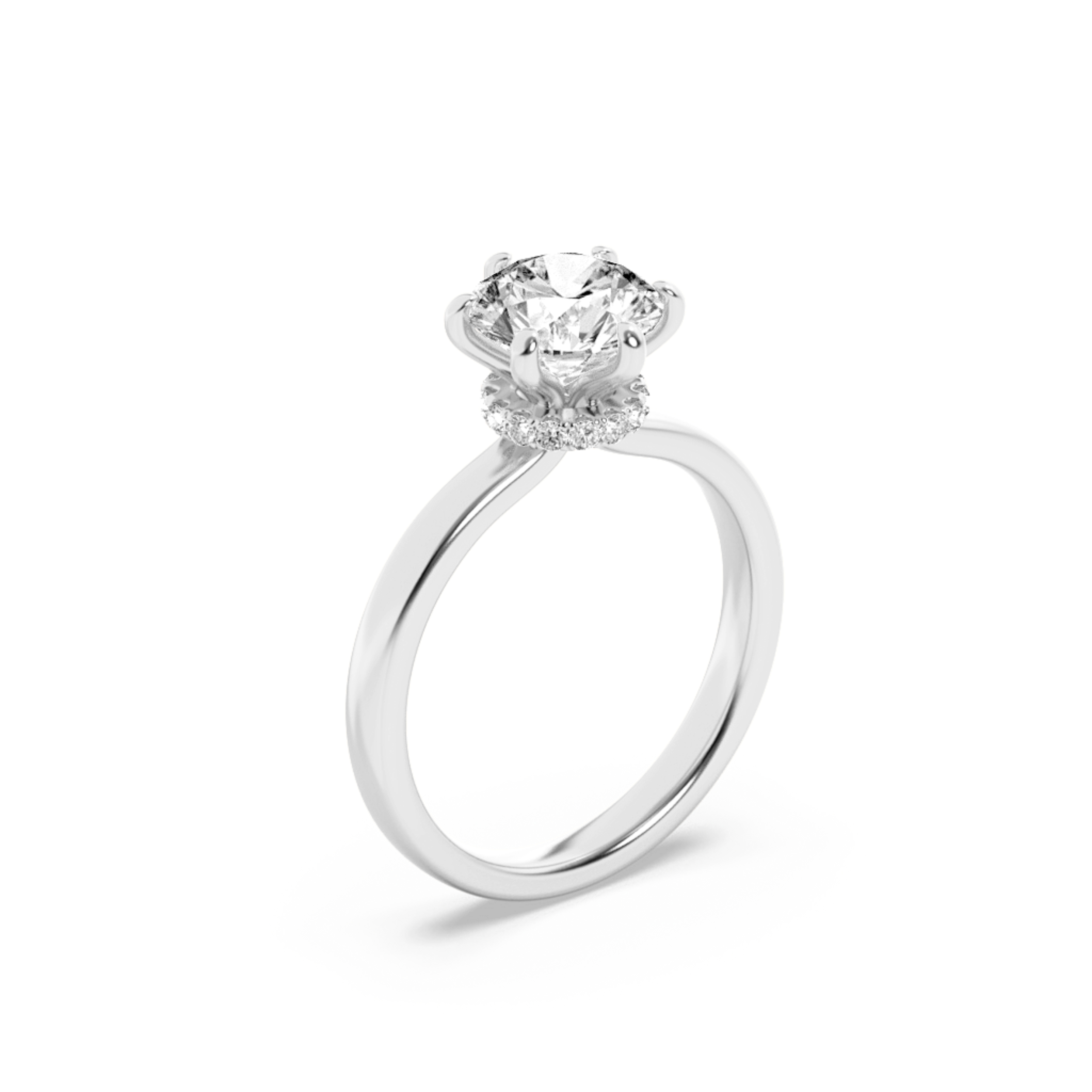 Hidden Halo Elongated Cushion Solitaire Ring