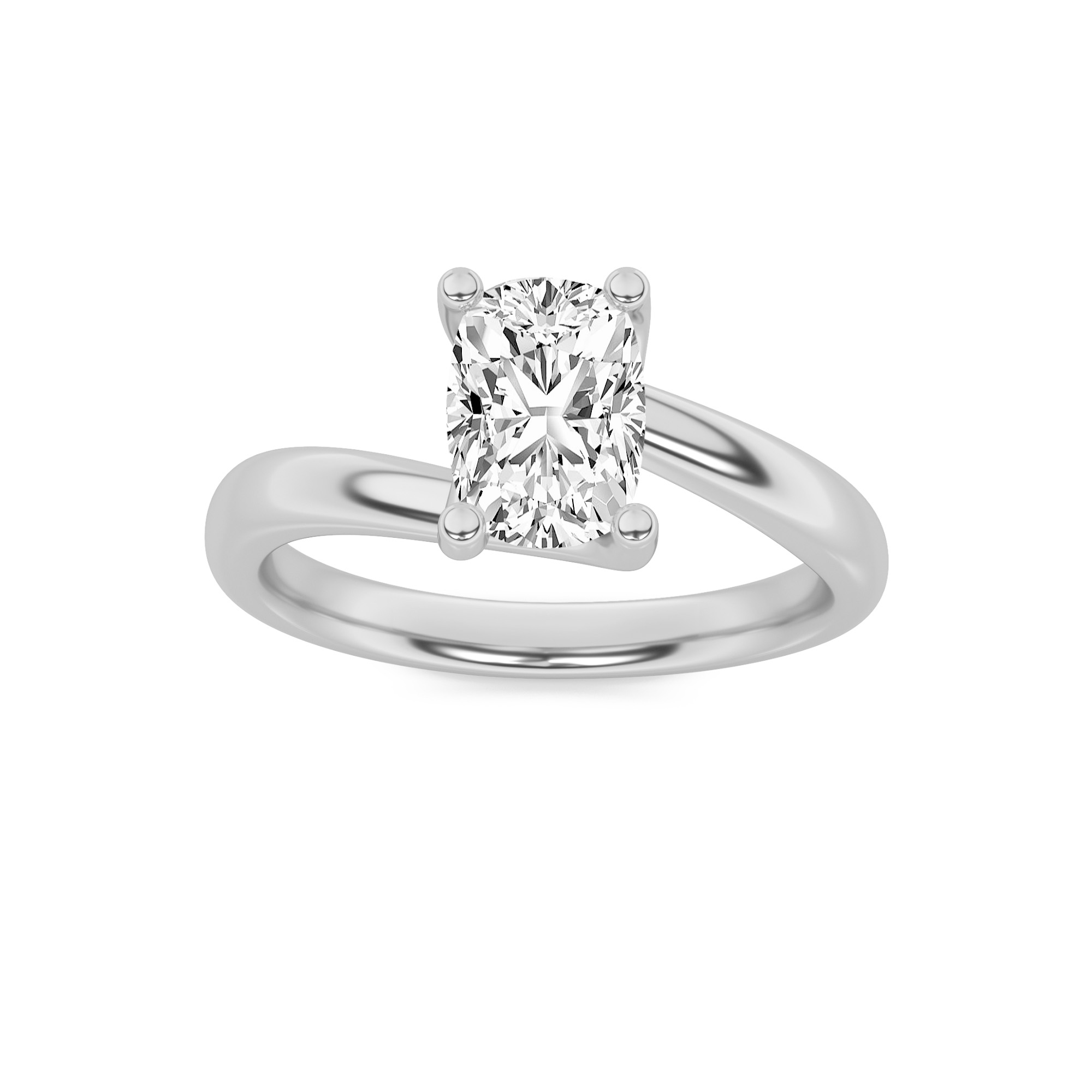 1.00 CT Cushion Diamond Ring in 14K White Gold