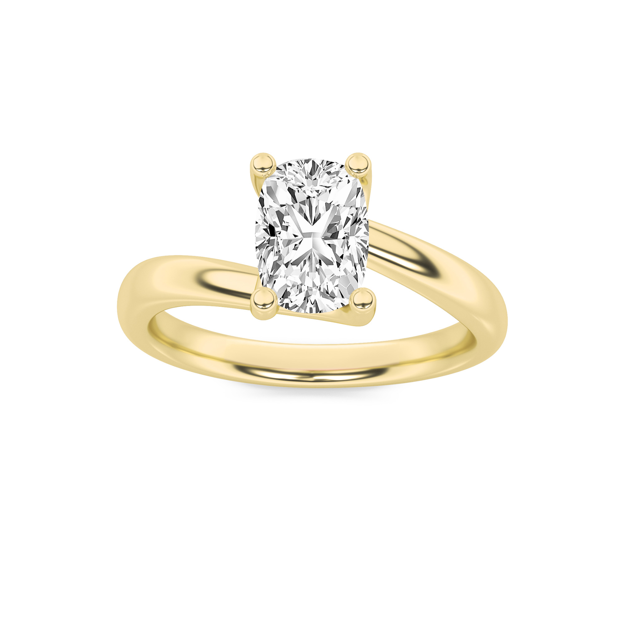 1.00 CT Cushion Diamond Ring in 14K Yellow Gold