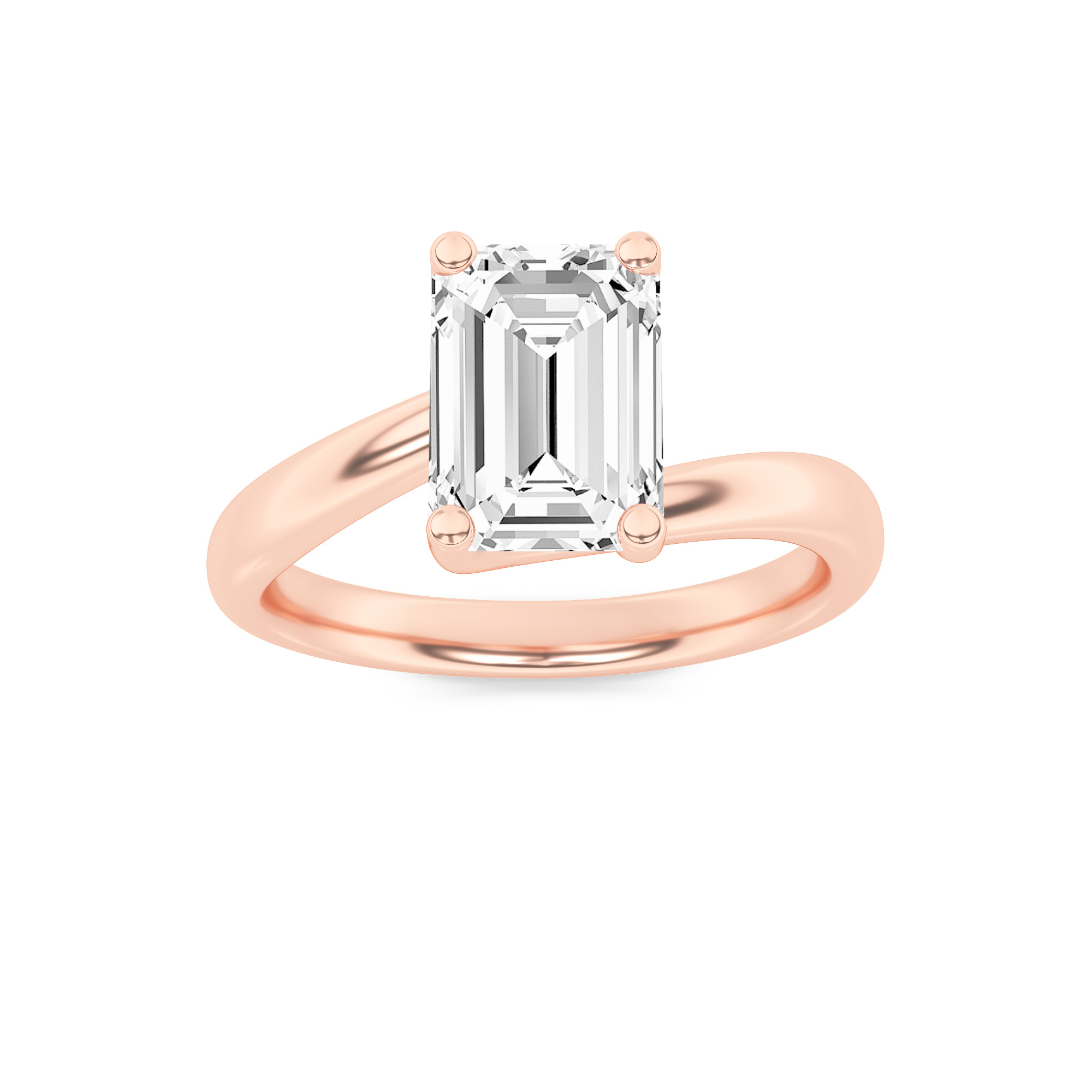 2.00 CT Emerald Diamond Ring in 14K Rose Gold