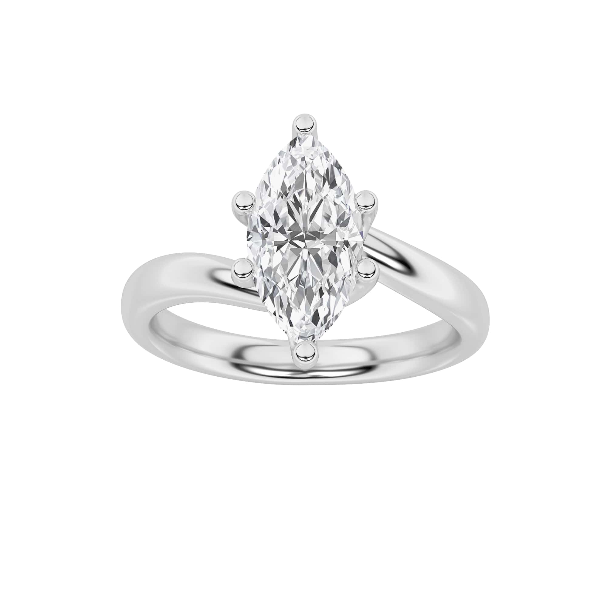 1.00 CT Marquise Diamond Ring in 14K White Gold