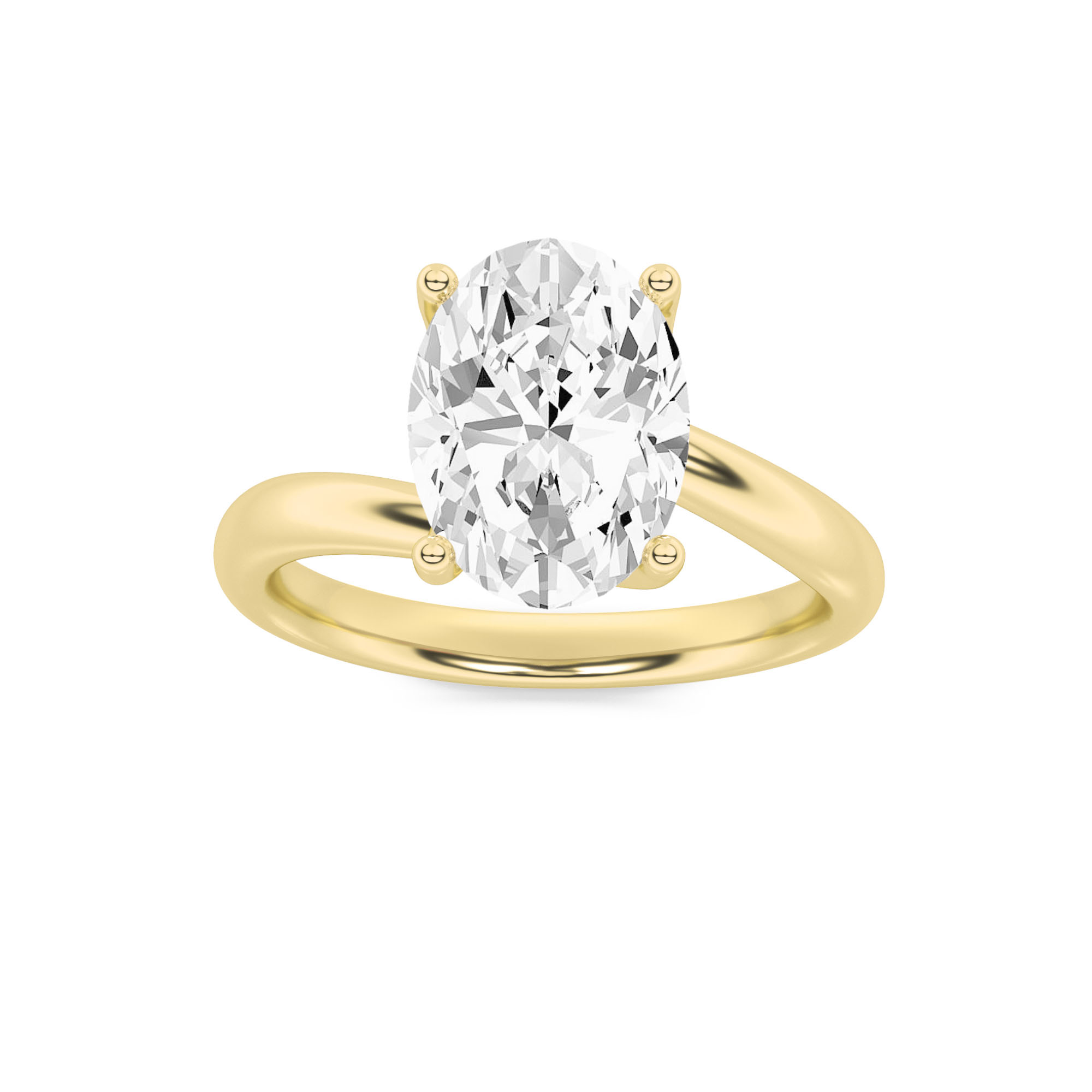 1.00 CT Oval Diamond Ring in 14K Yellow Gold