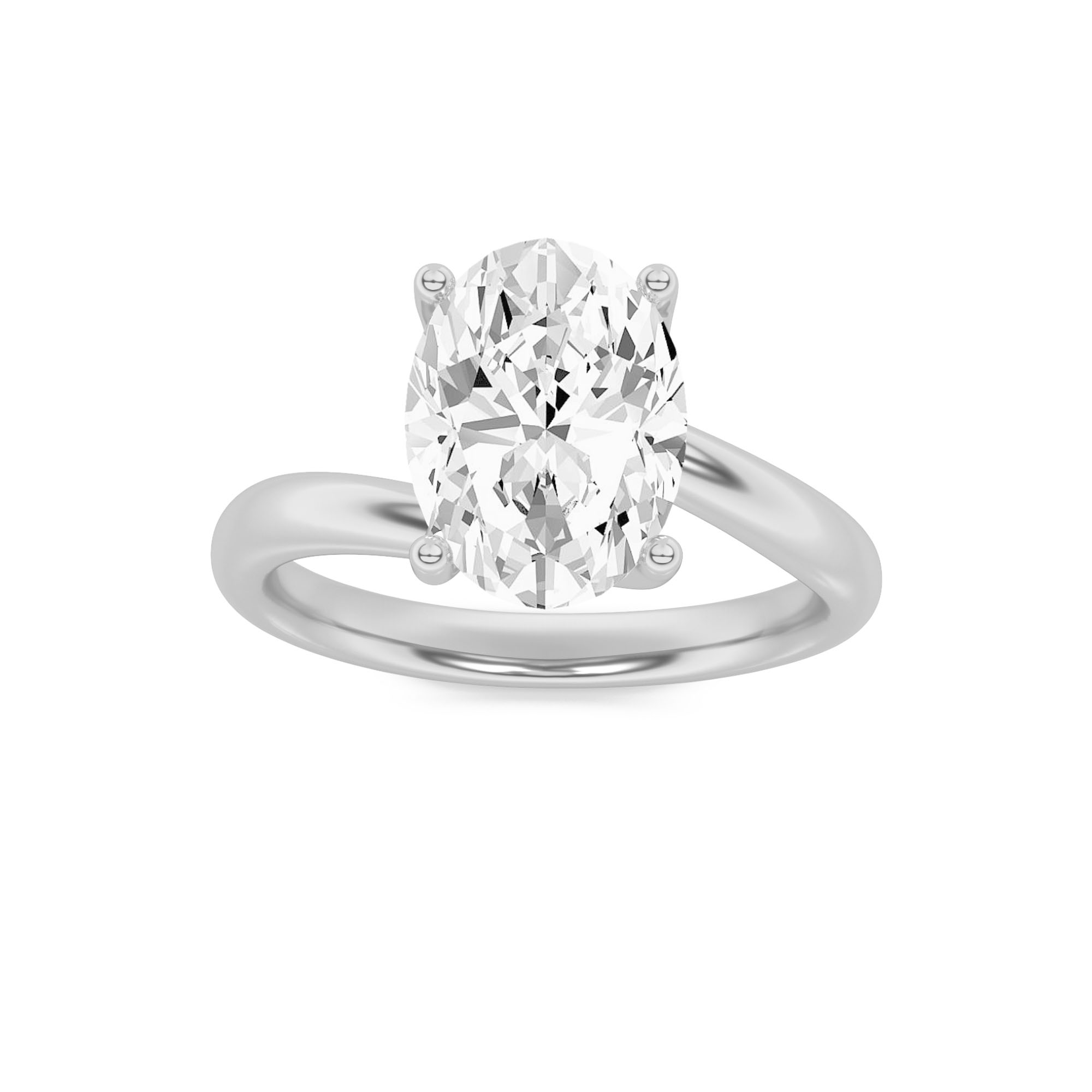 2.00 CT Oval Diamond Ring in 14K White Gold