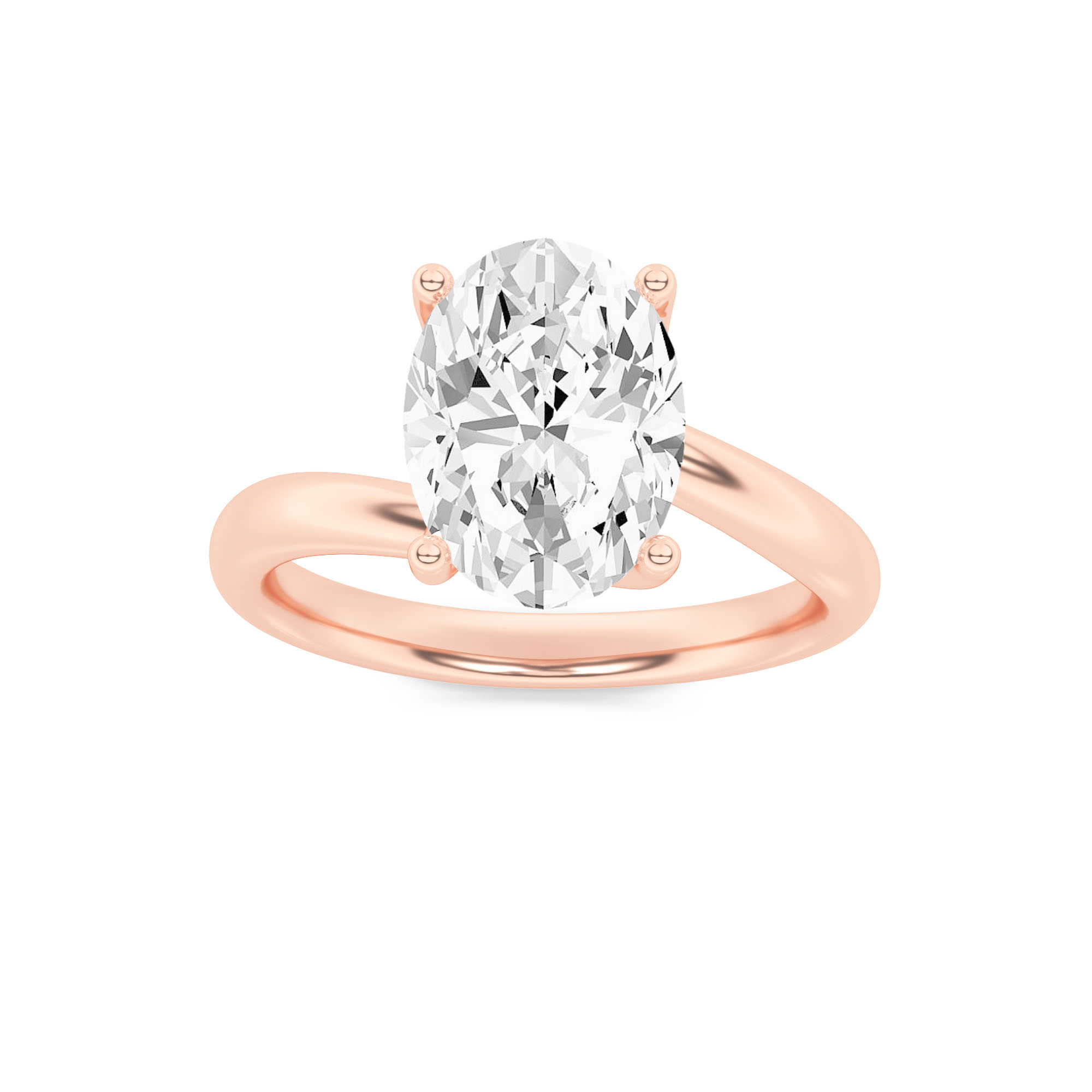 2.00 CT Oval Diamond Ring in 14K Rose Gold