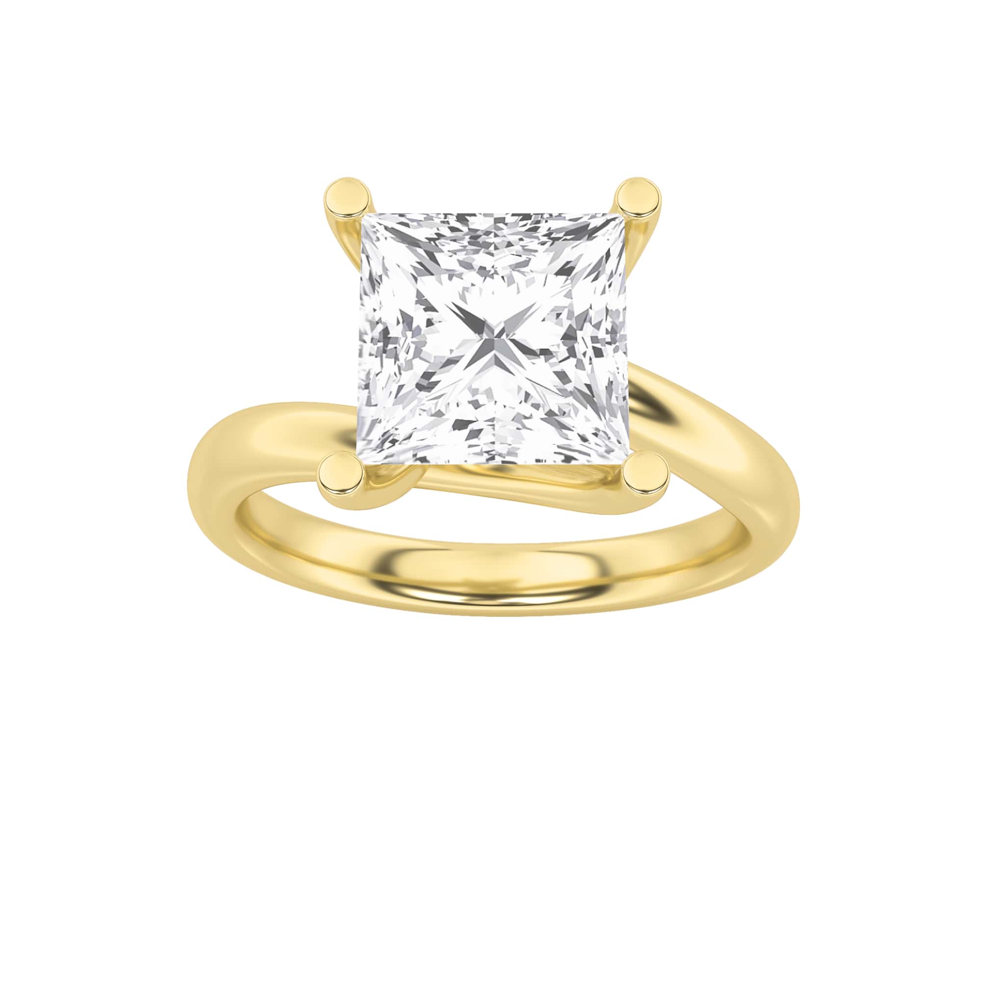 2.00 CT Princess Diamond Ring in 14K Yellow Gold
