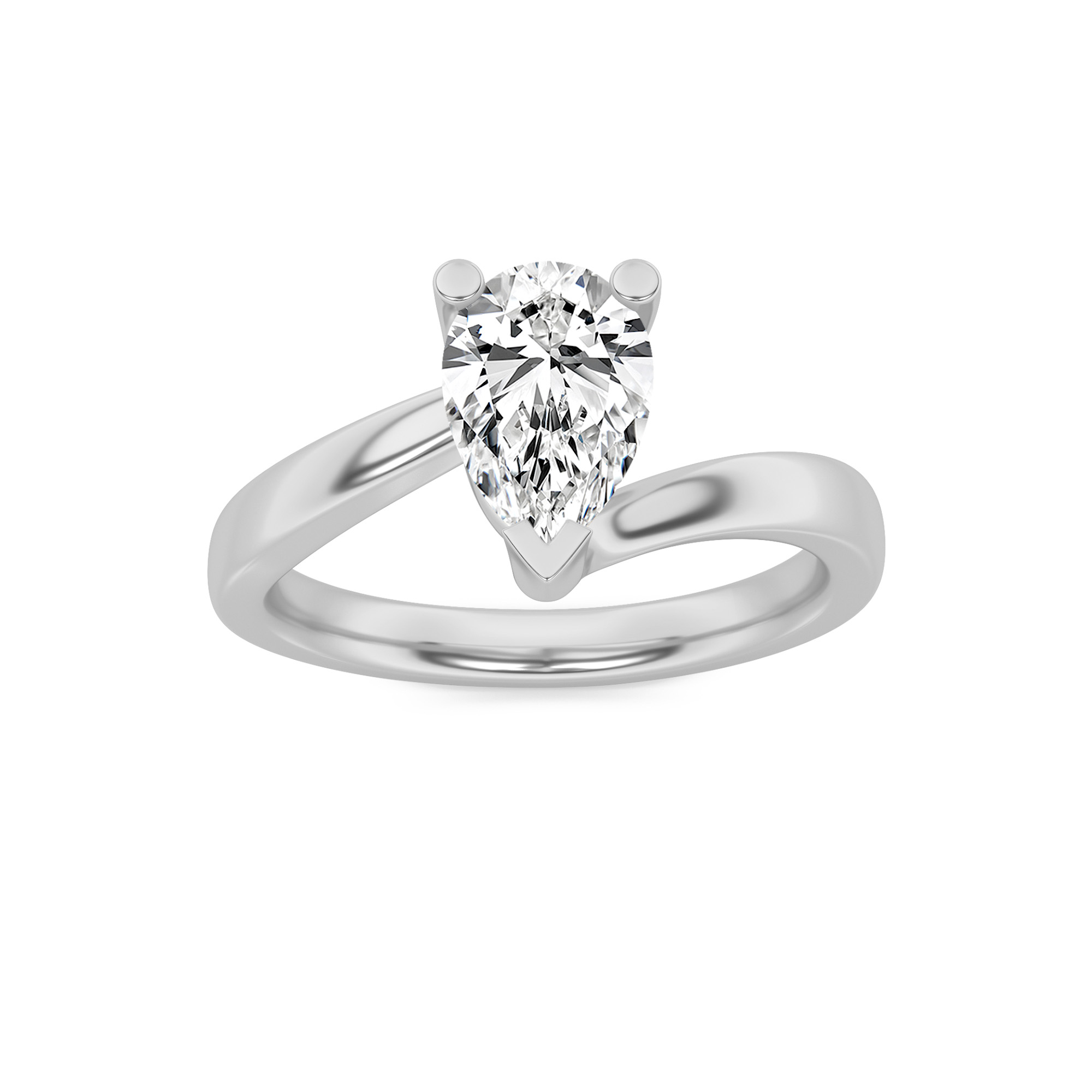 1.00 CT Pear Diamond Ring in 14K White Gold