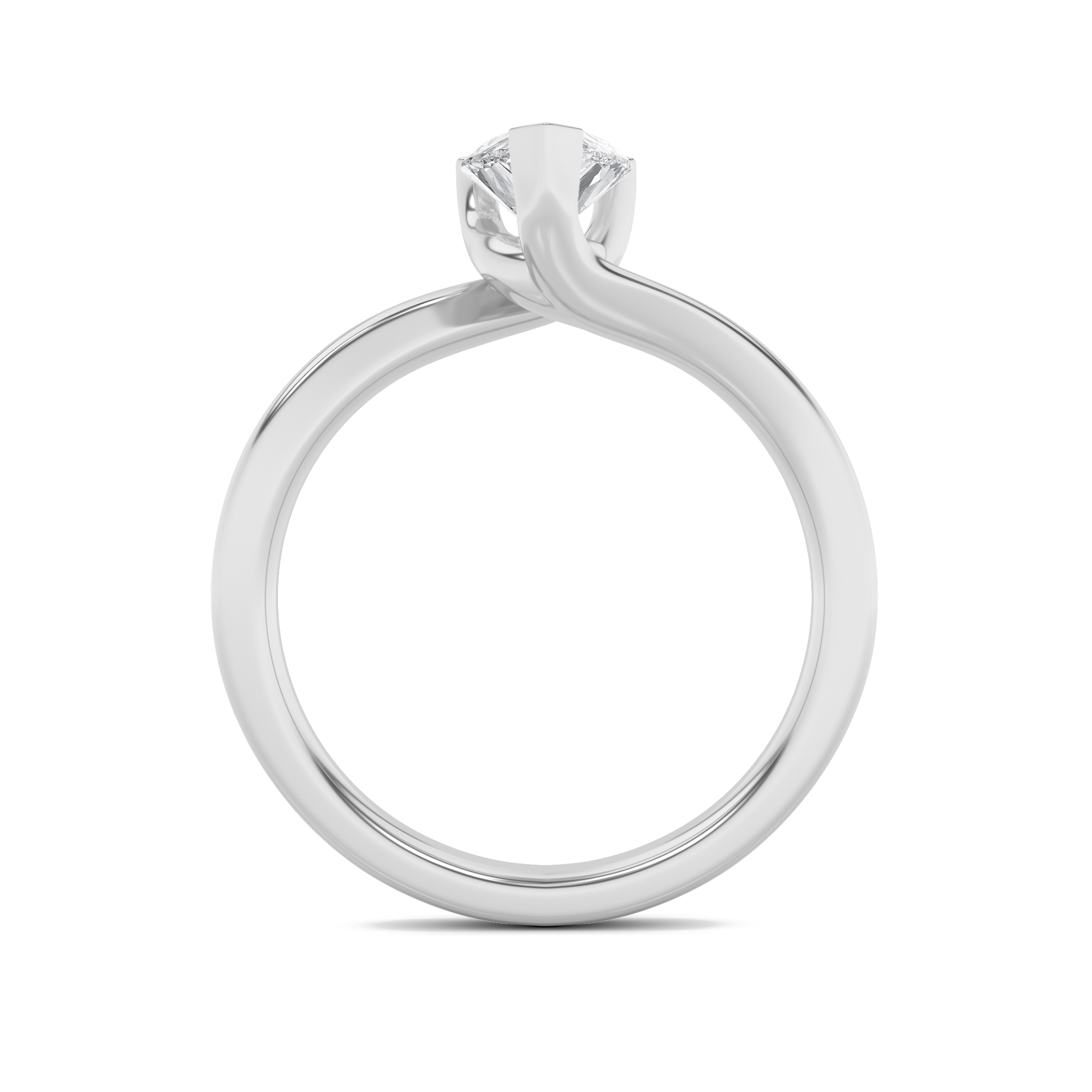 By Pass Shank Princess Solitaire Ring view 4