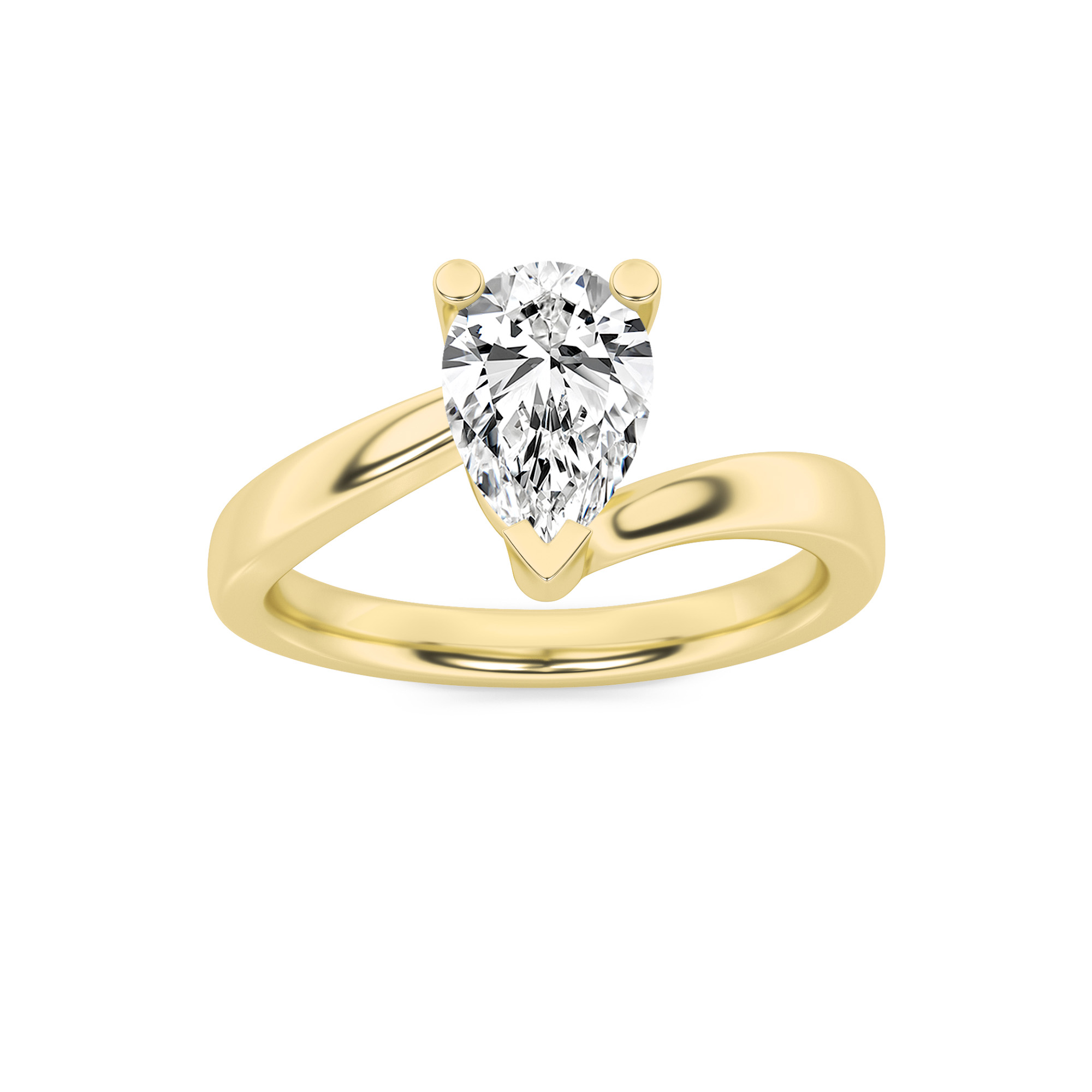 2.00 CT Pear Diamond Ring in 14K Yellow Gold