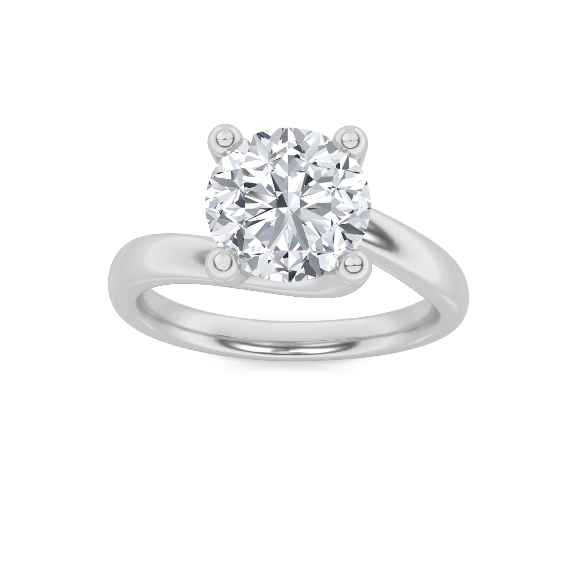 1.00 CT Round Diamond Ring in 14K White Gold