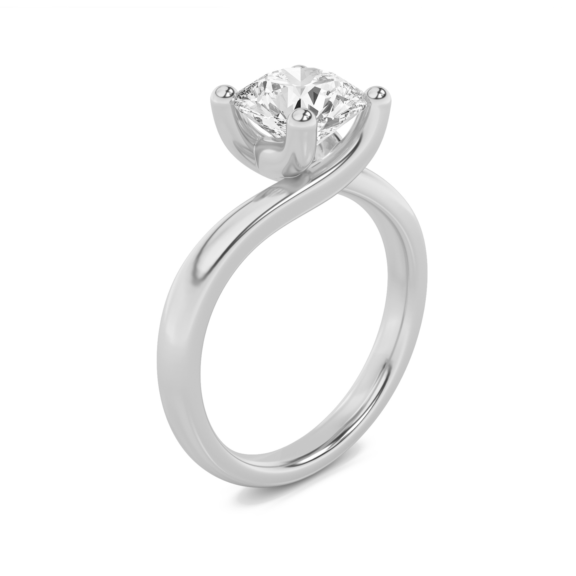 By Pass Shank Princess Solitaire Ring view 3