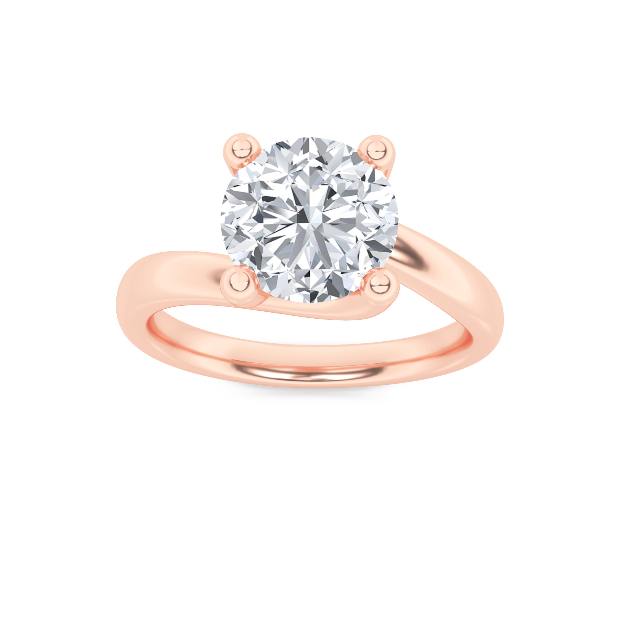 1.00 CT Round Diamond Ring in 14K Rose Gold