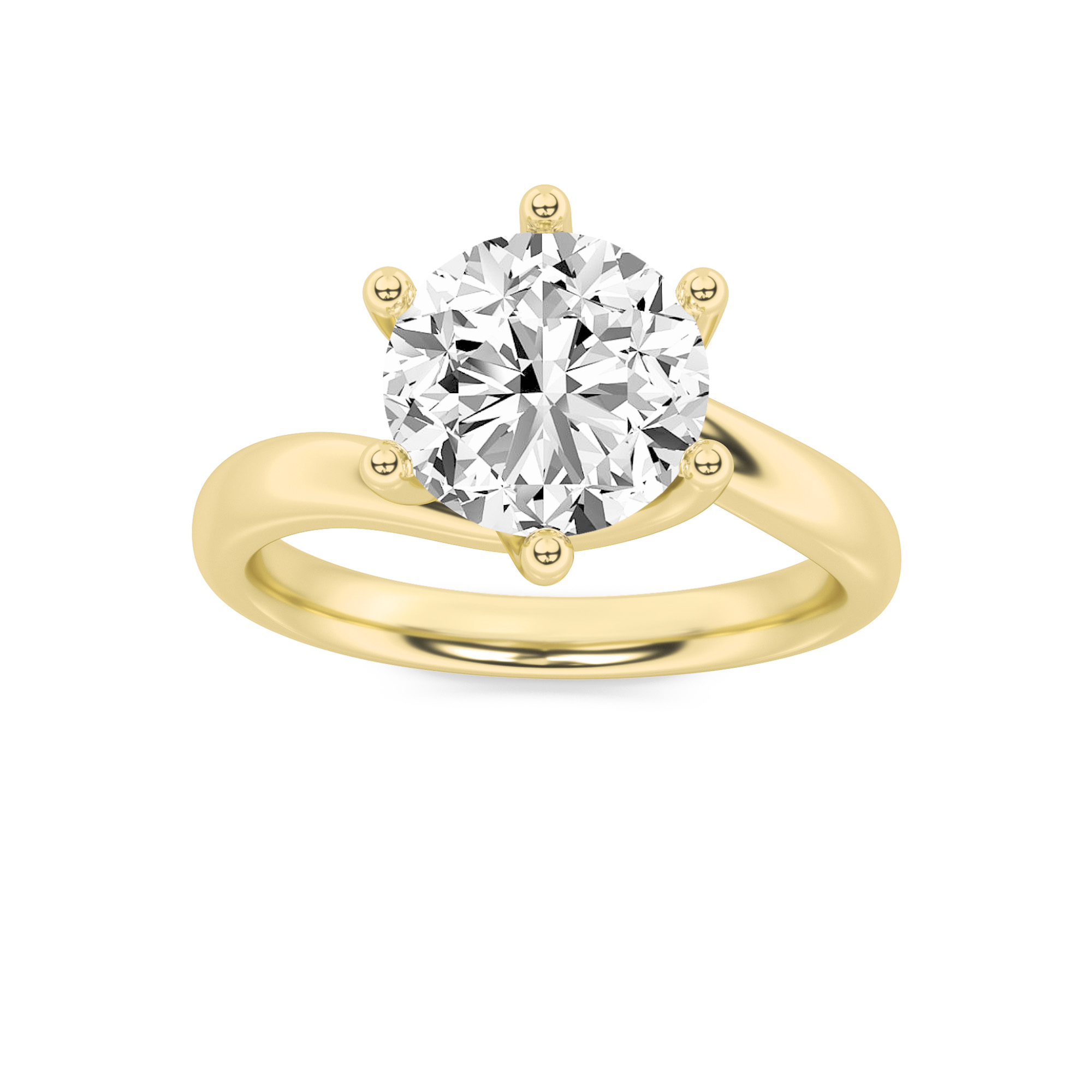 2.00 CT Round Diamond Ring in 14K Yellow Gold