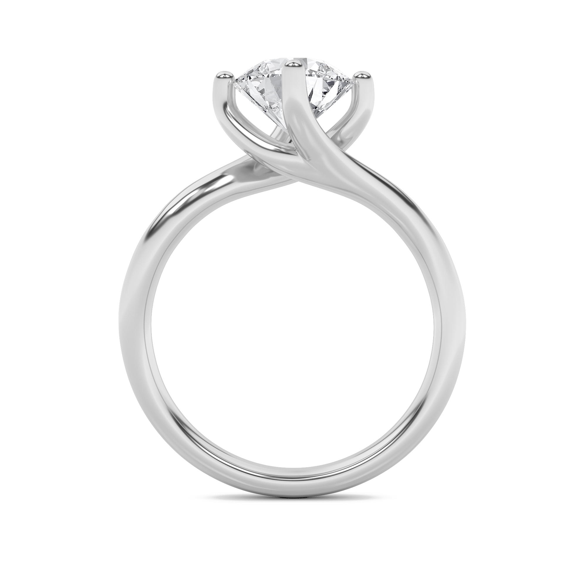 Bypass Shank Engagement Ring  with Round Shaped Lab Grown Diamond (F/VS) in 14K Gold view 3