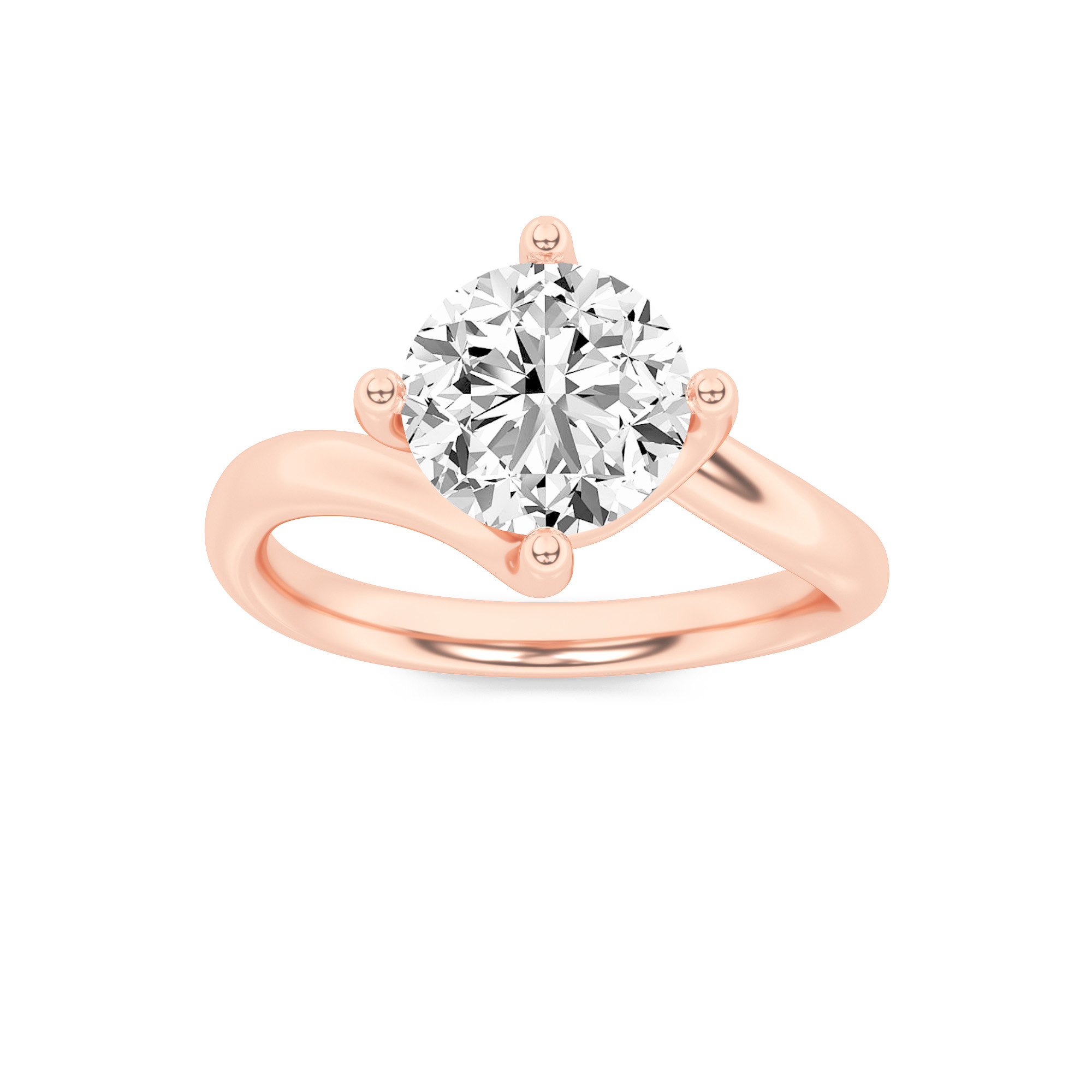 1.00 CT Round Diamond Ring in 14K Rose Gold