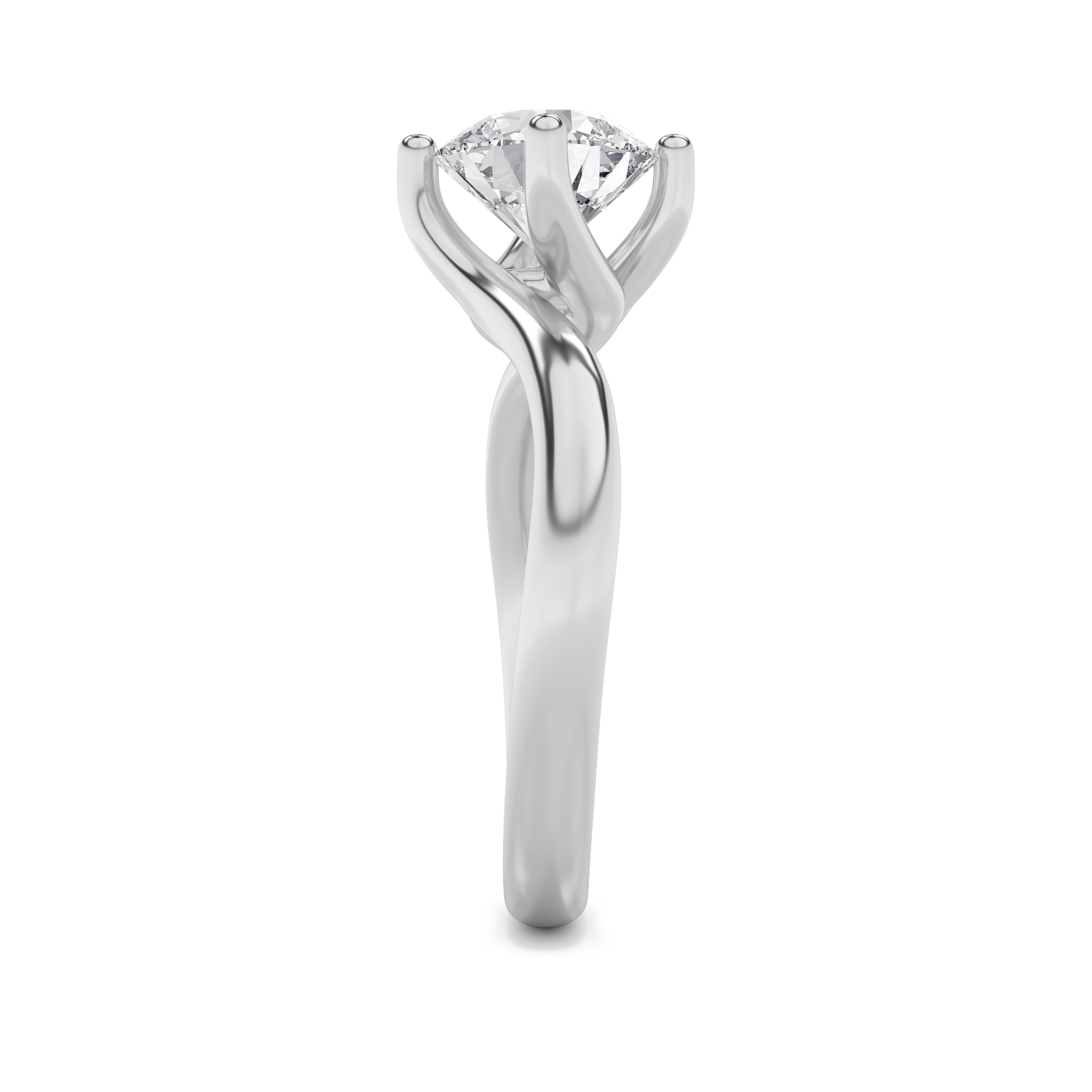 Bypass Shank Engagement Ring  with Round Shaped Lab Grown Diamond (F/VS) in 14K Gold view 4
