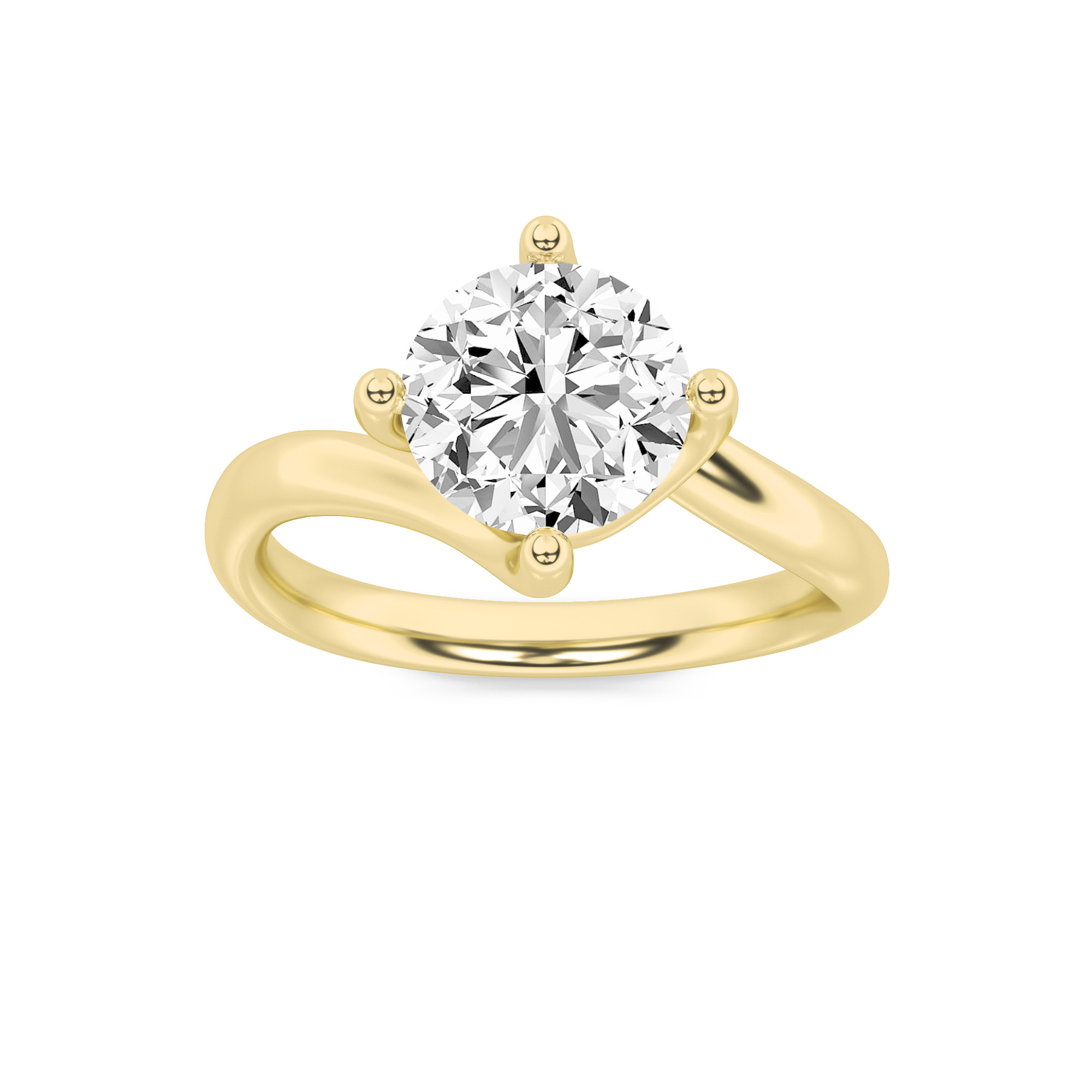 2.00 CT Round Diamond Ring in 14K Yellow Gold
