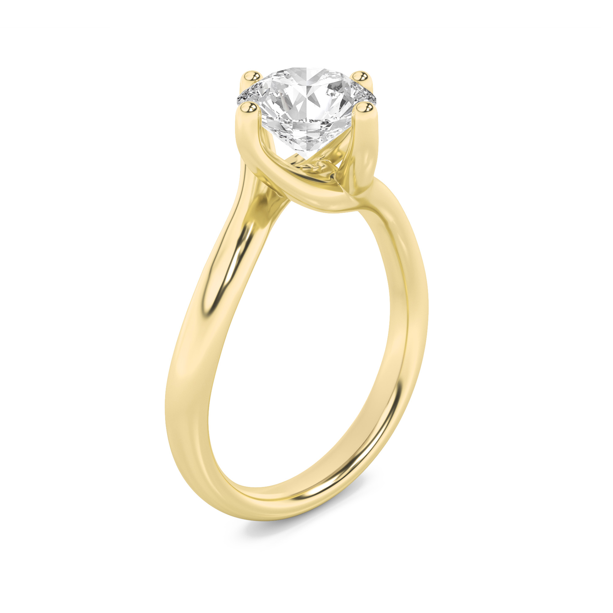 Bypass Shank Engagement Ring  with Round Shaped Lab Grown Diamond (F/VS) in 14K Gold view 2