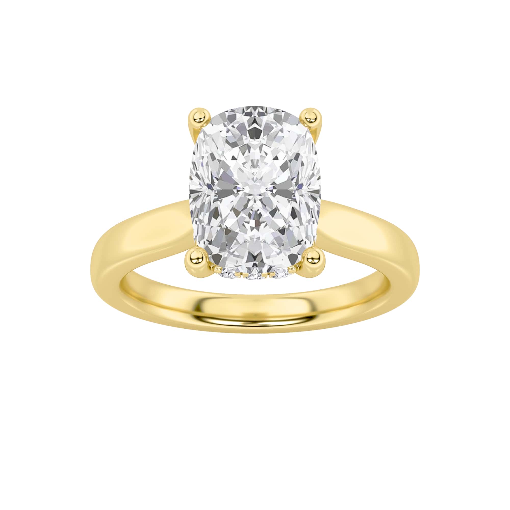 1.00 CT Cushion Diamond Ring in 14K Yellow Gold