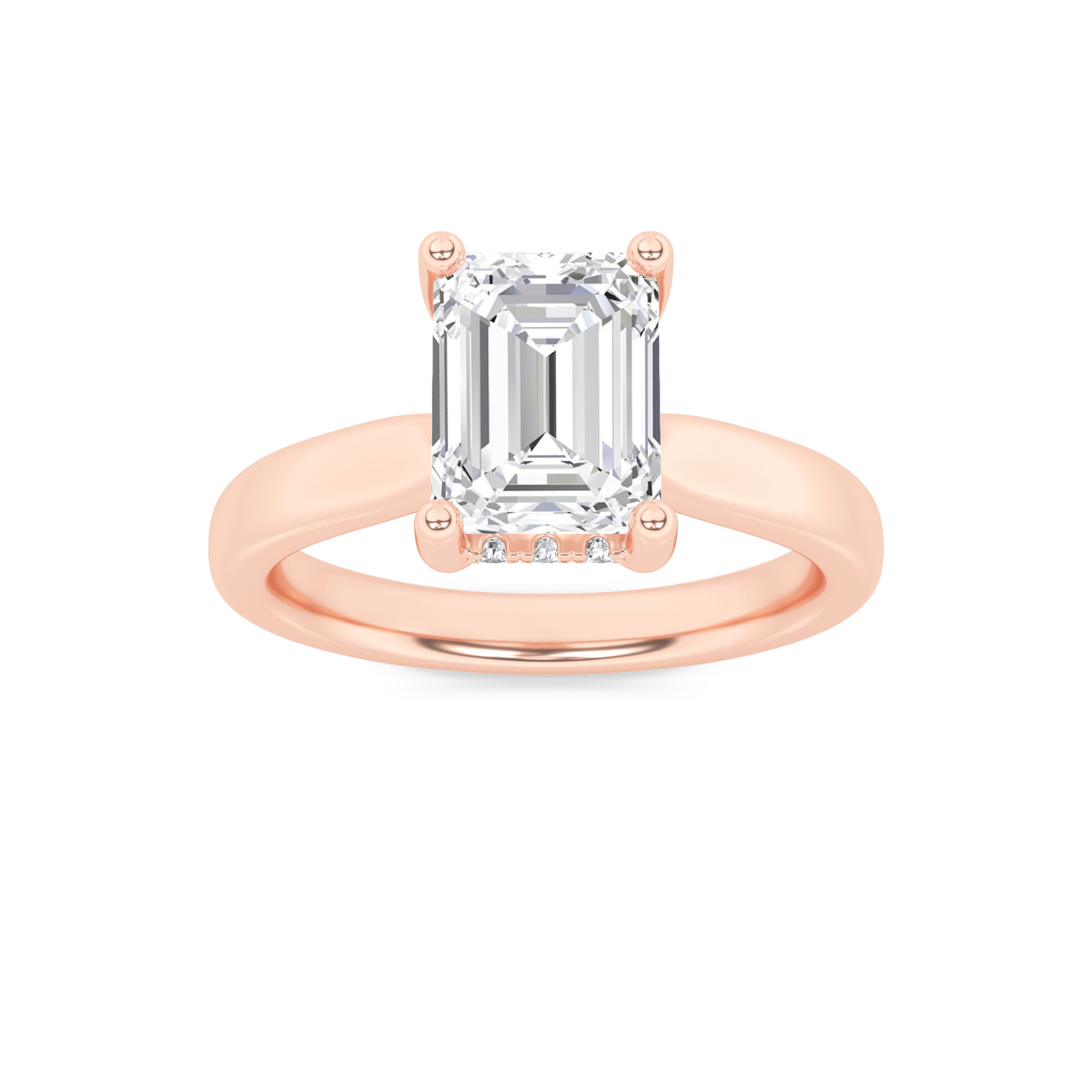 2.00 CT Emerald Diamond Ring in 14K Rose Gold