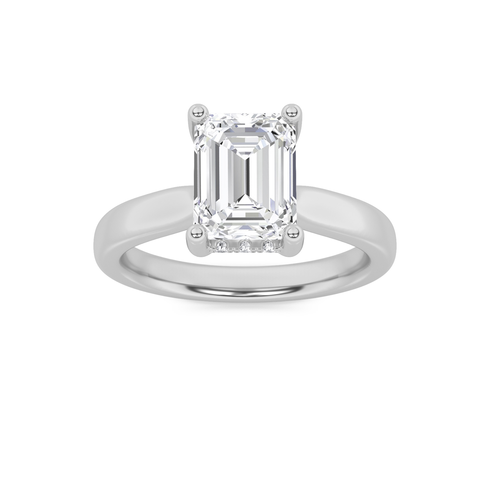 3.00 CT Emerald Diamond Ring in 14K White Gold