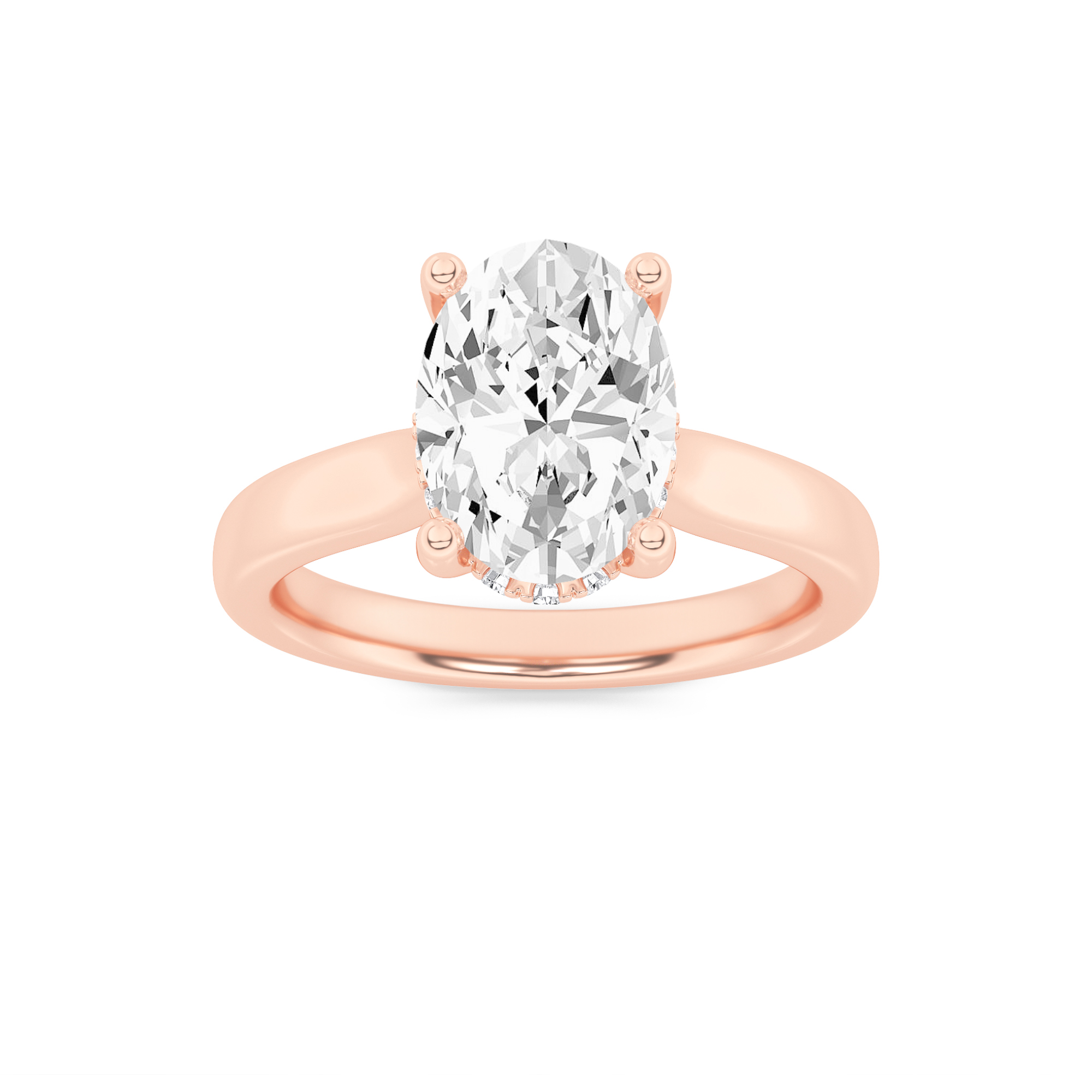 1.00 CT Oval Diamond Ring in 14K Rose Gold