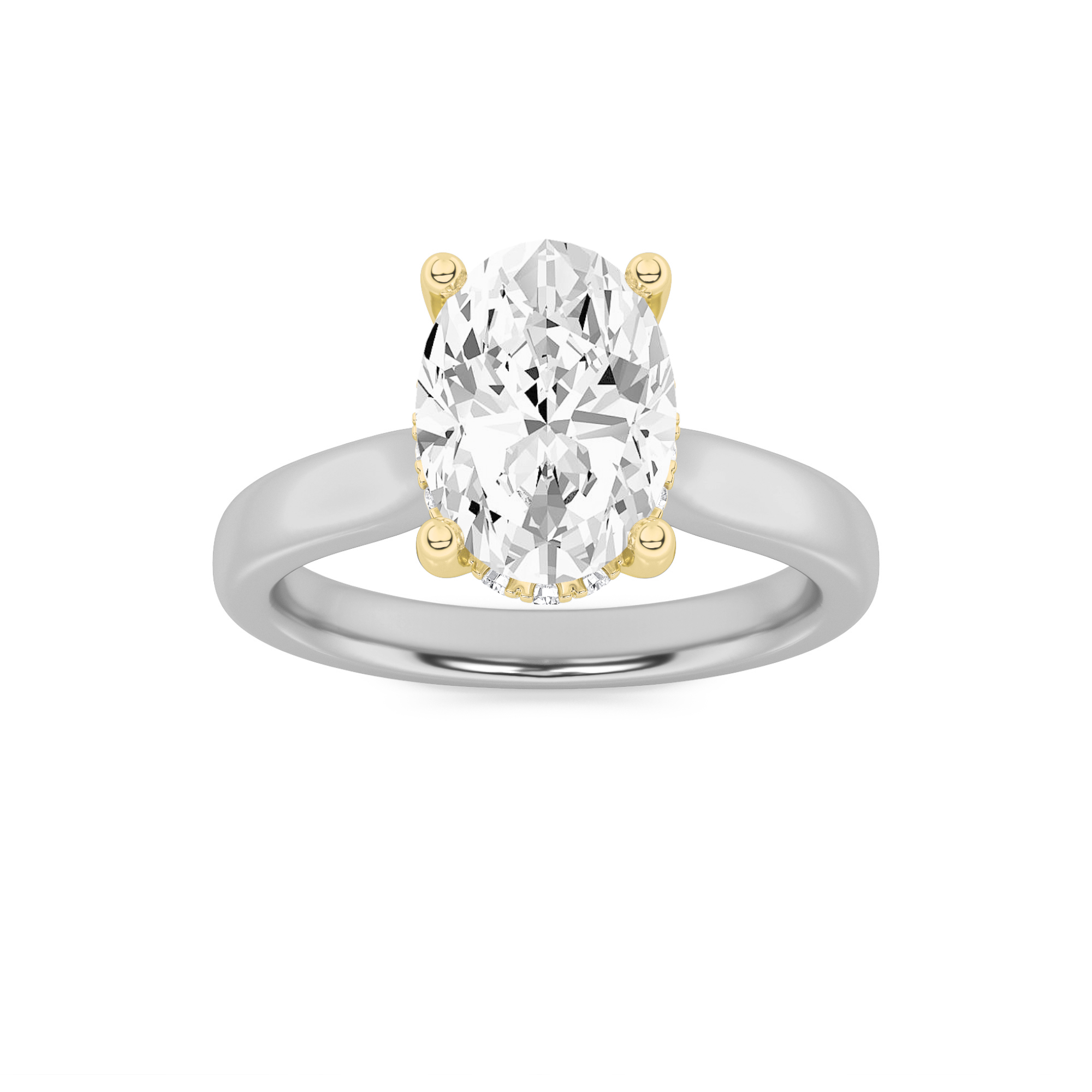2.00 CT Oval Diamond Ring in 14K White Gold|14K Yellow Gold