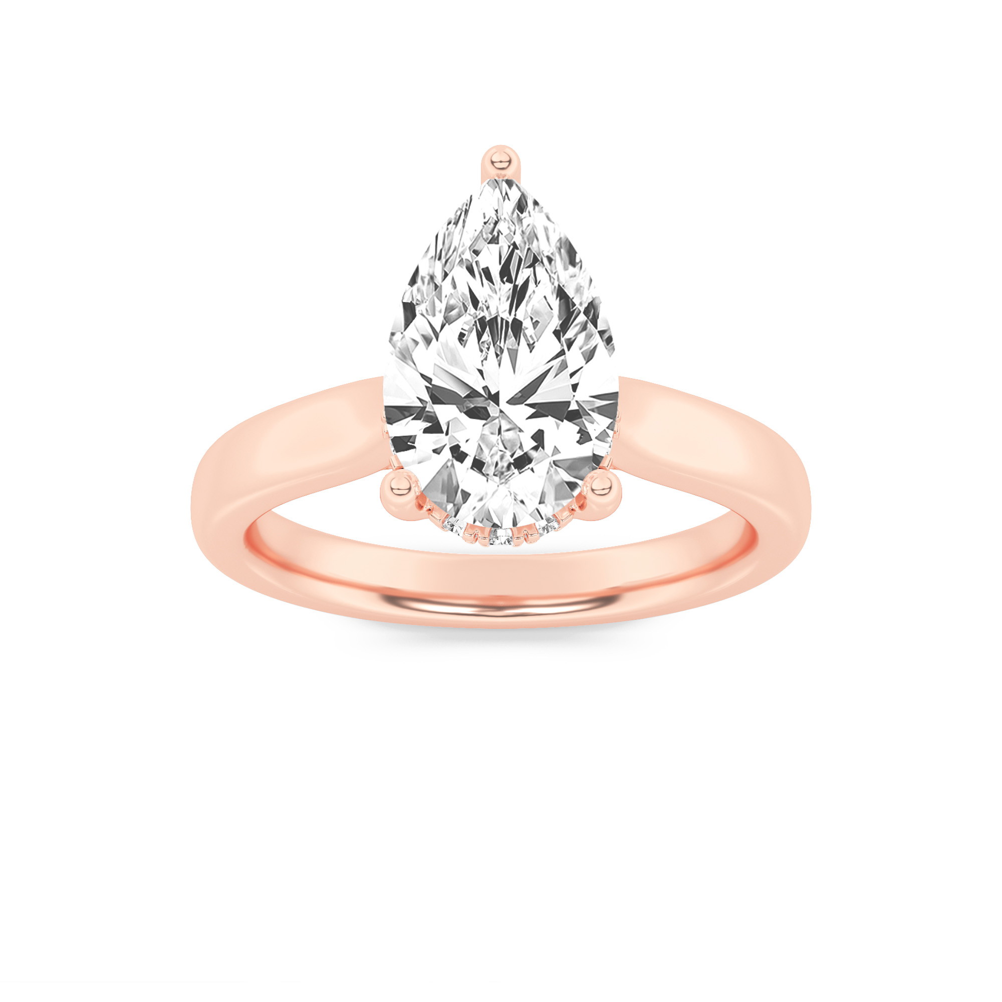 1.00 CT Pear Diamond Ring in 14K Rose Gold