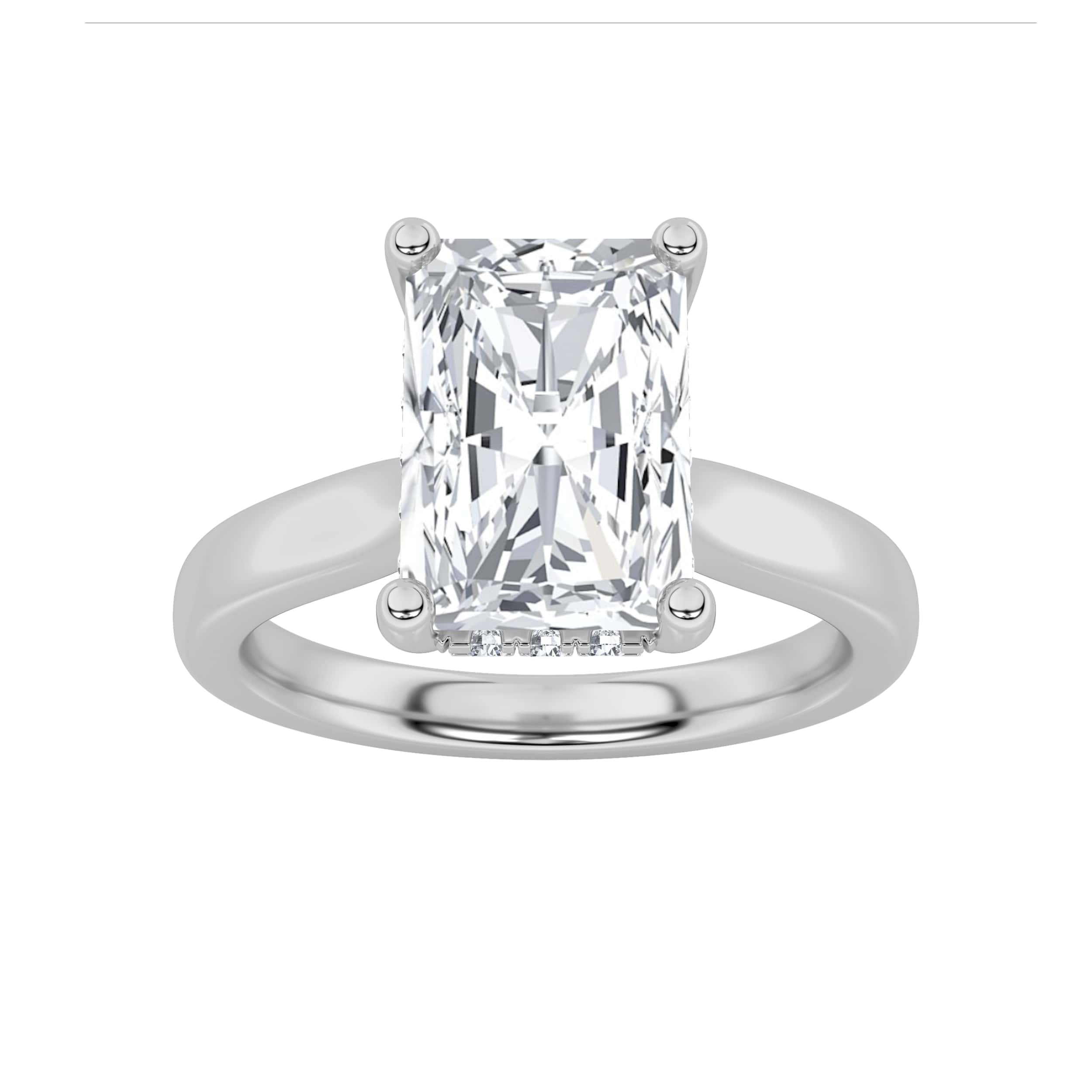 1.00 CT Radiant Diamond Ring in 14K White Gold