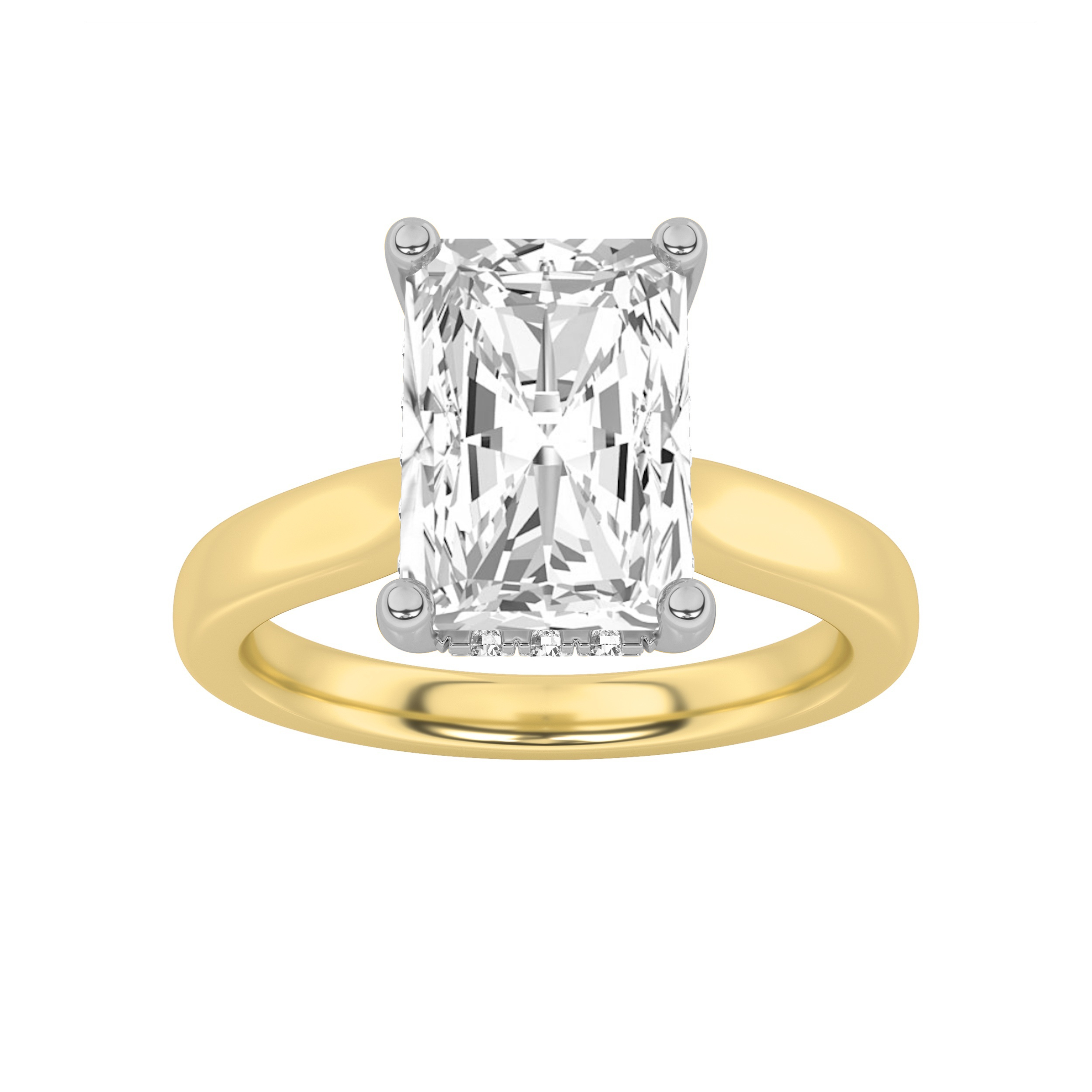 1.50 CT Radiant Diamond Ring in 14K Yellow Gold|14K White Gold