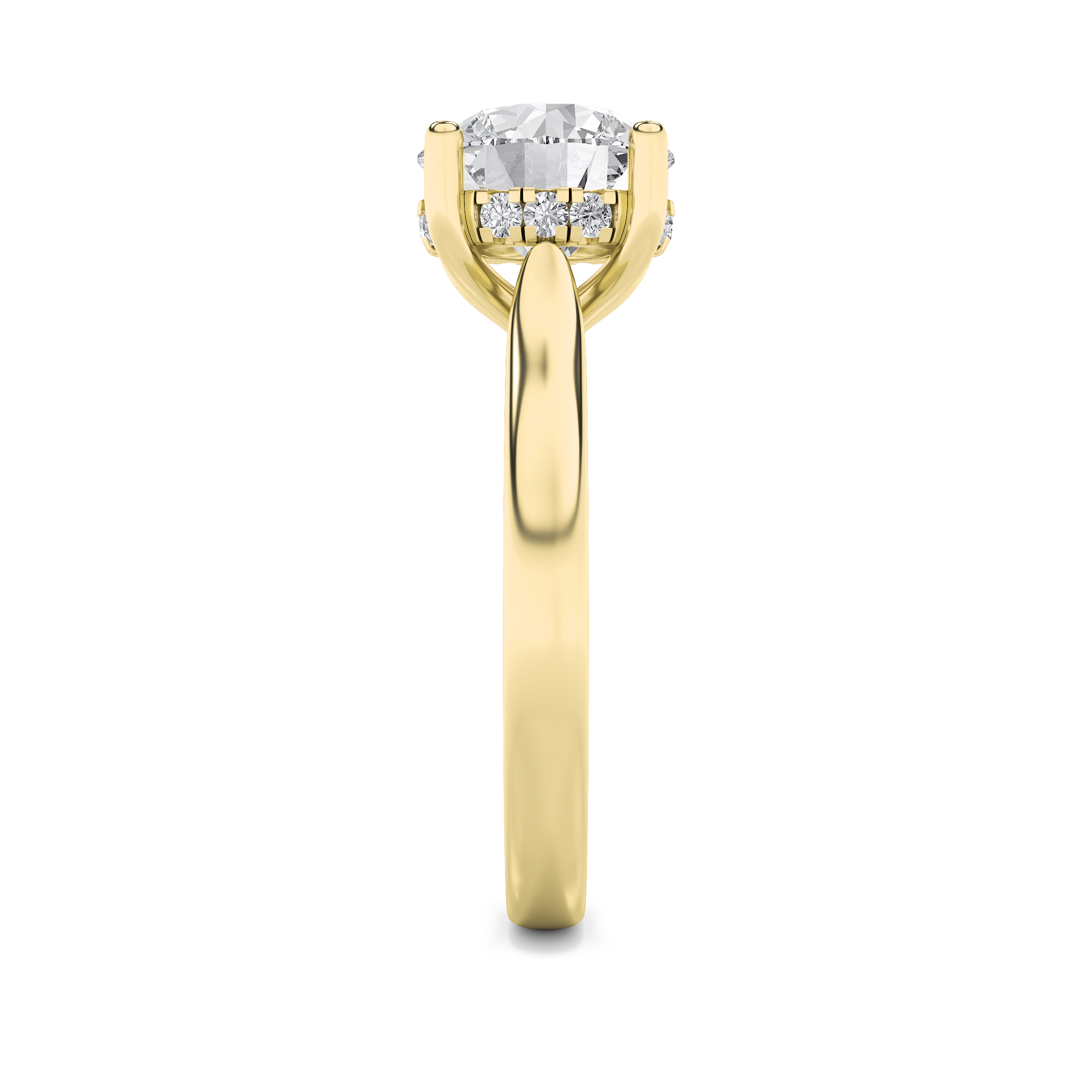 Hidden Halo Cathedral Shank Radiant Engagement Ring view 5