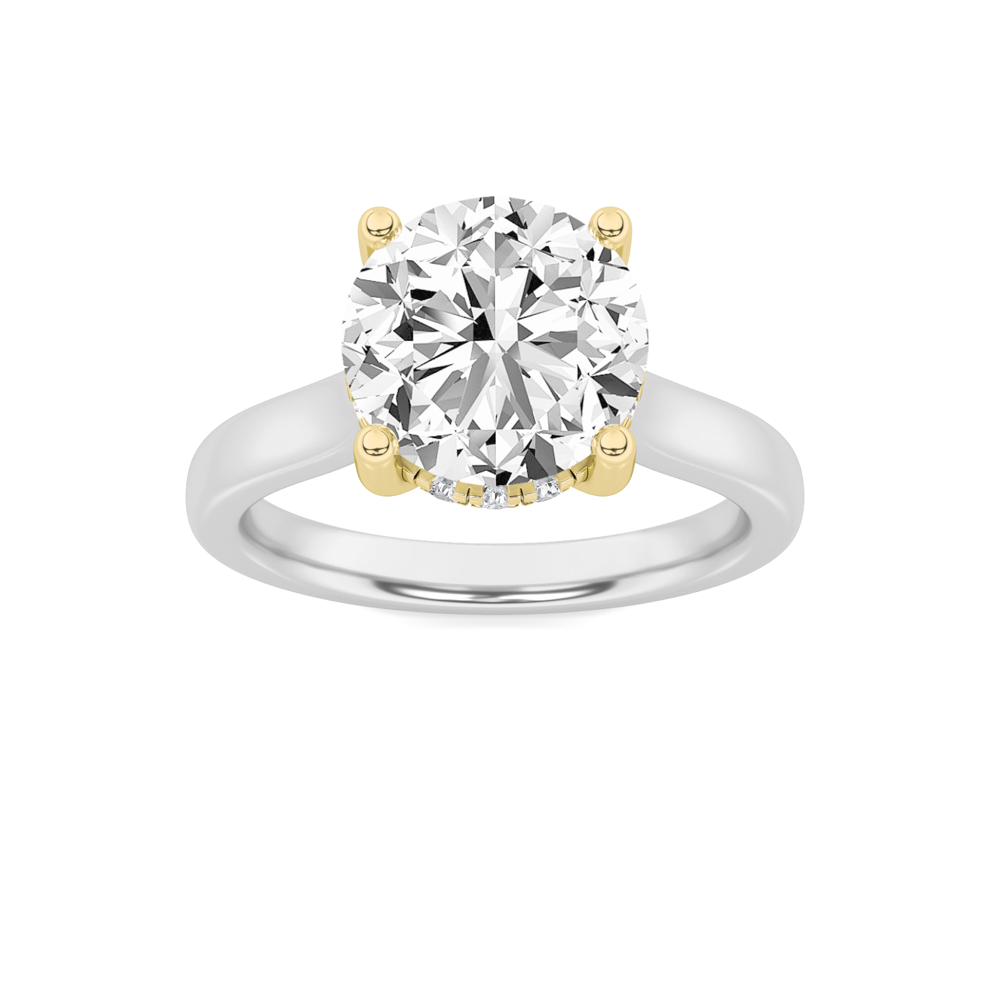 3.00 CT Round Diamond Ring in 14K White Gold|14K Yellow Gold