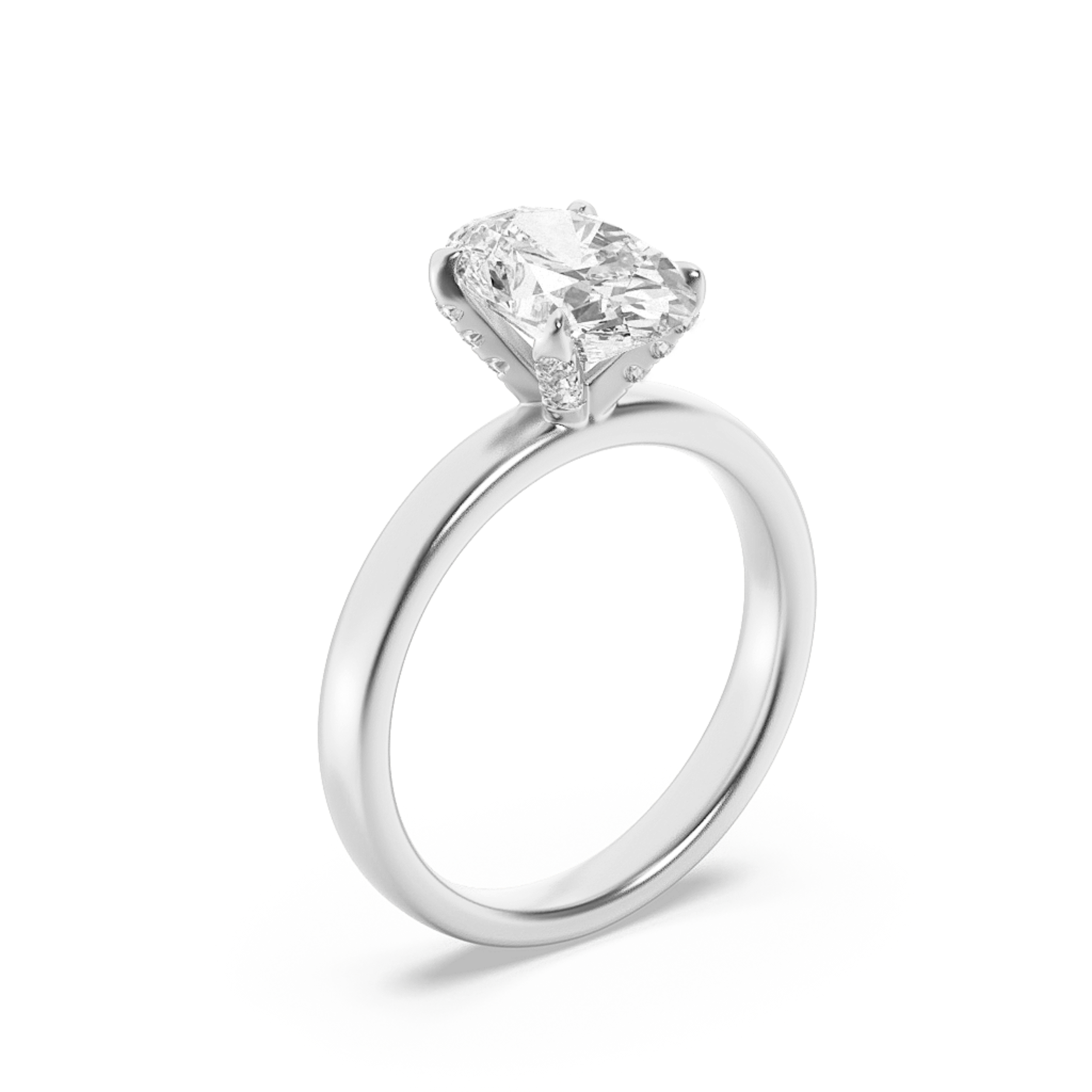Hidden Halo Petite Shank Ring  with Round Shaped Lab Grown Diamond (F/VS) in 14K Gold view 2
