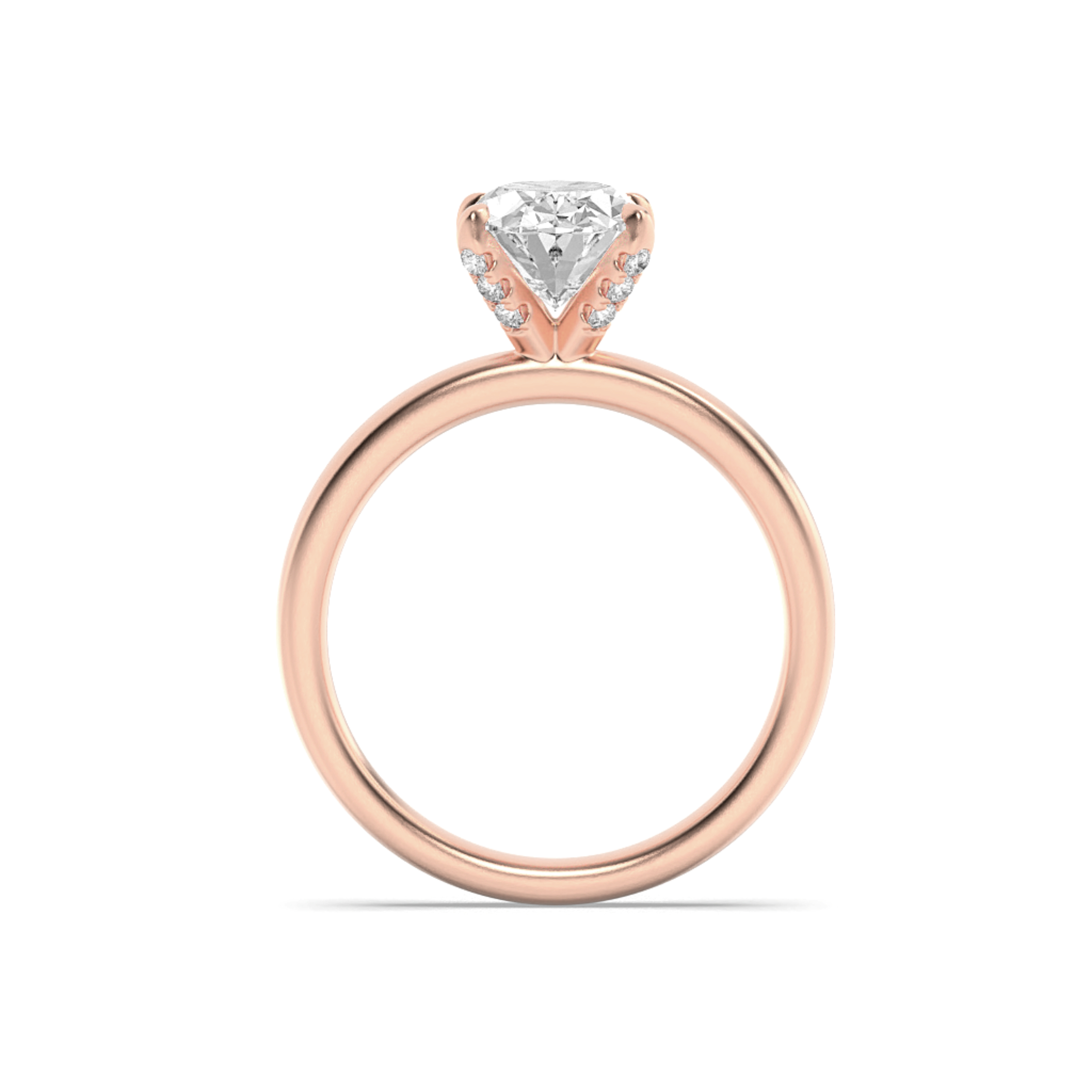 Hidden Halo Petite Shank Ring  with Round Shaped Lab Grown Diamond (F/VS) in 14K Gold view 3