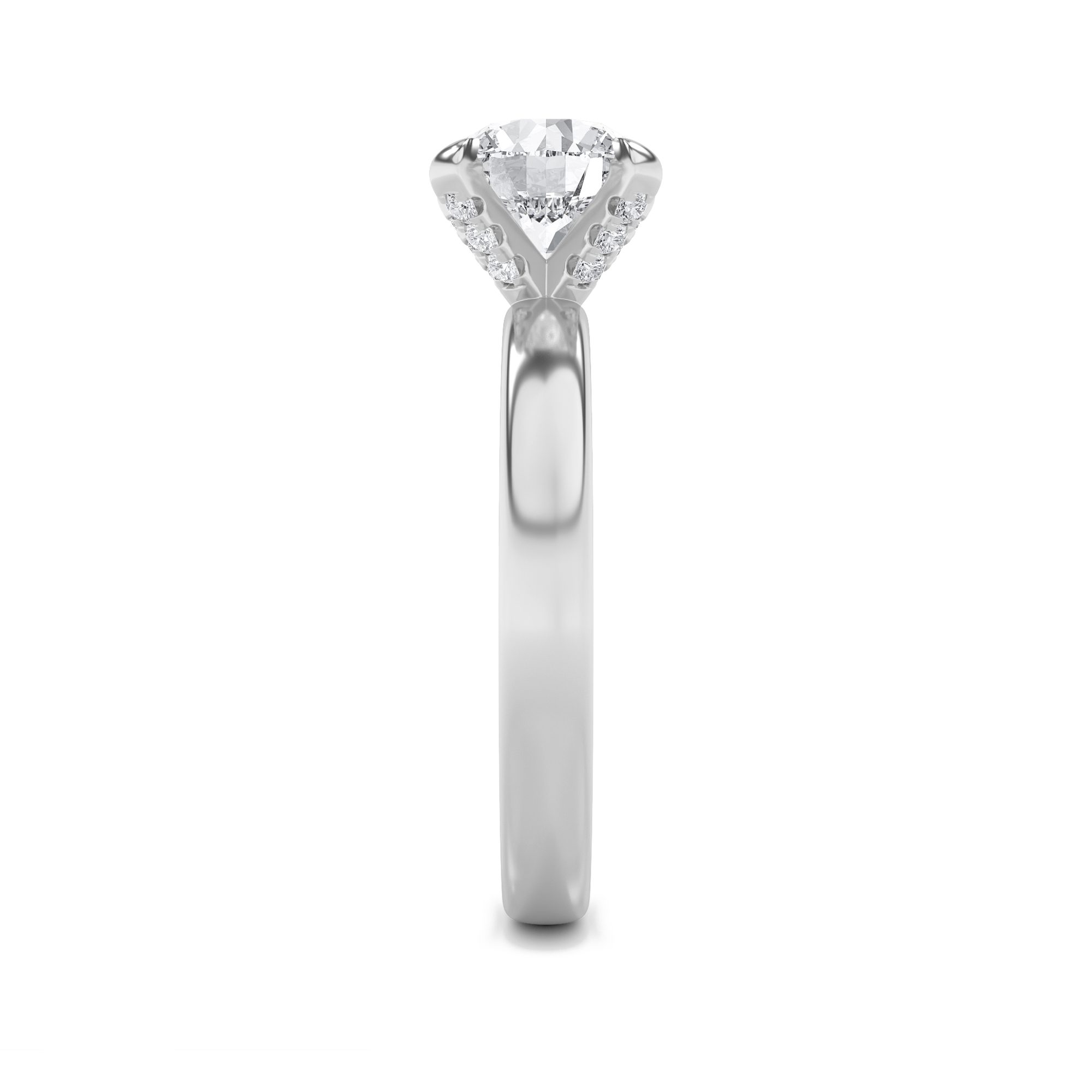 Hidden Halo Petite Shank Ring  with Round Shaped Lab Grown Diamond (F/VS) in 14K Gold view 4