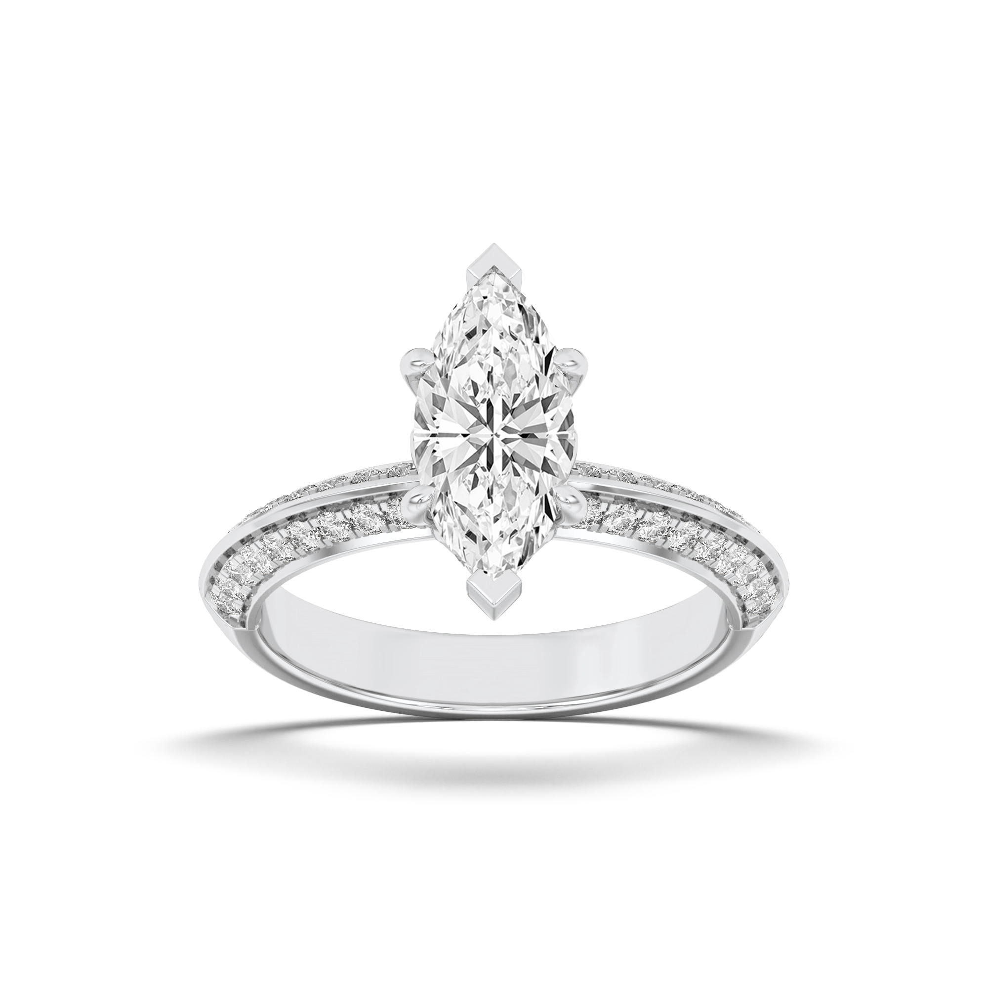 Knife Edge Shank Round Engagement Ring