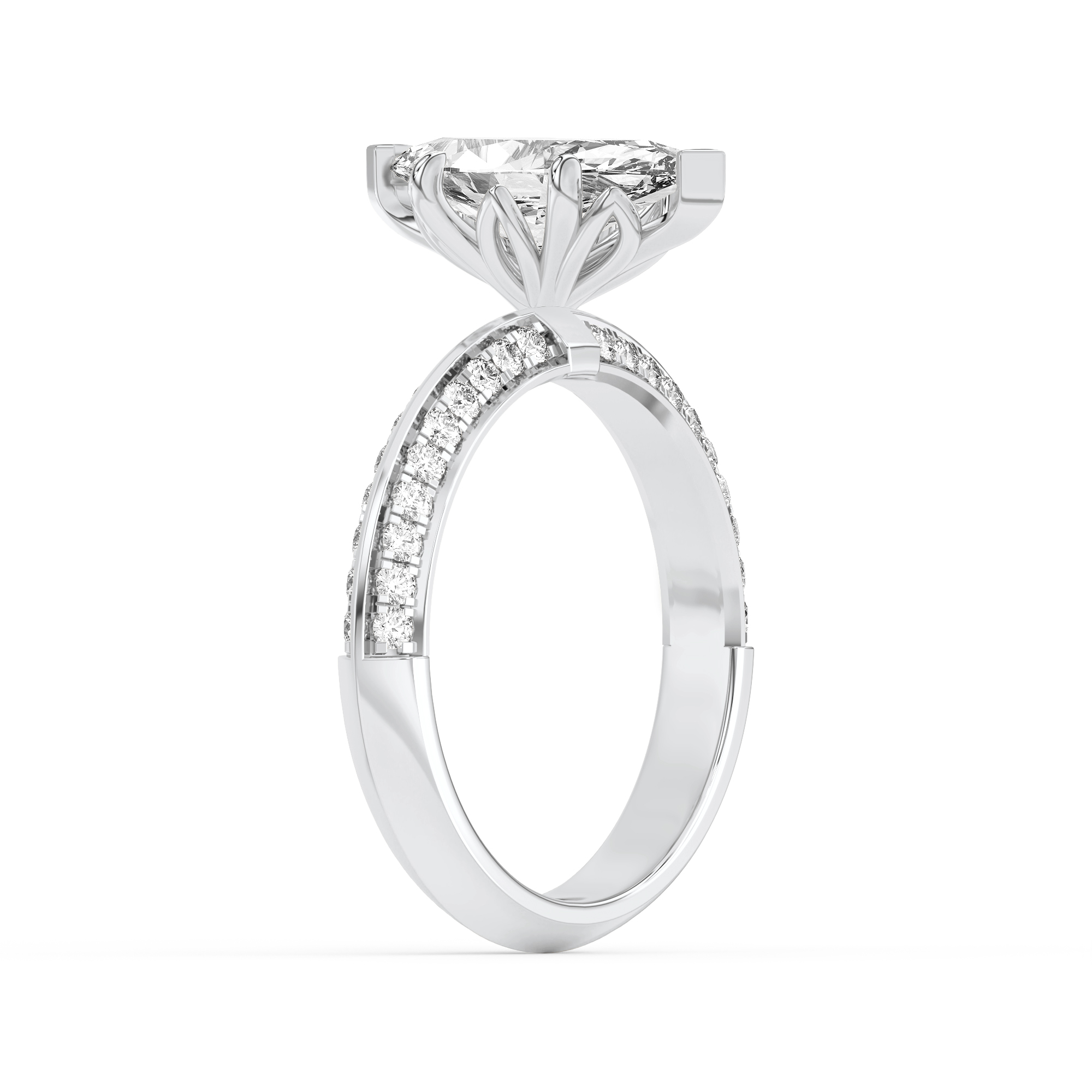 Knife Edge Shank Round Engagement Ring view 3