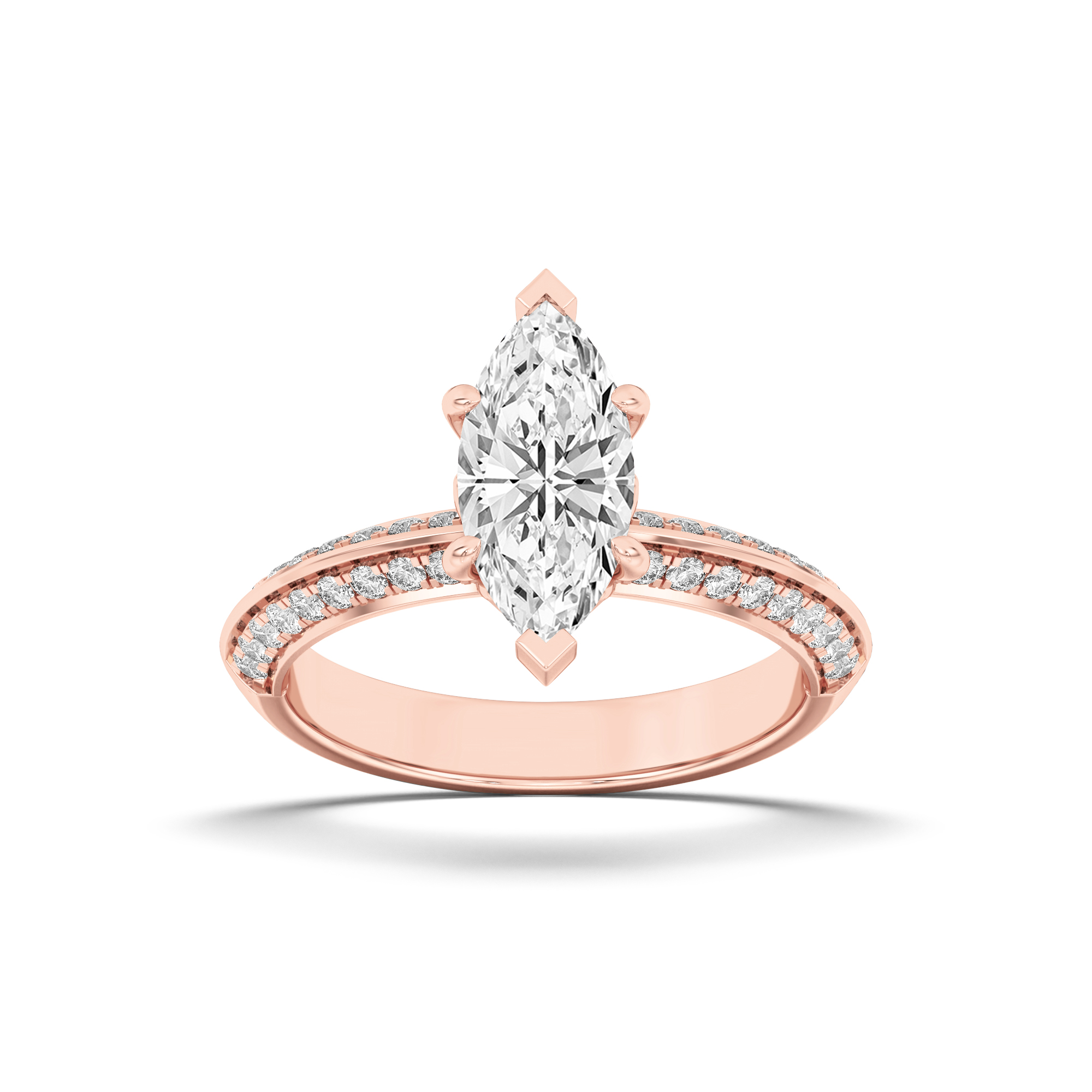 2.00 CT Marquise Diamond Ring in 14K Rose Gold