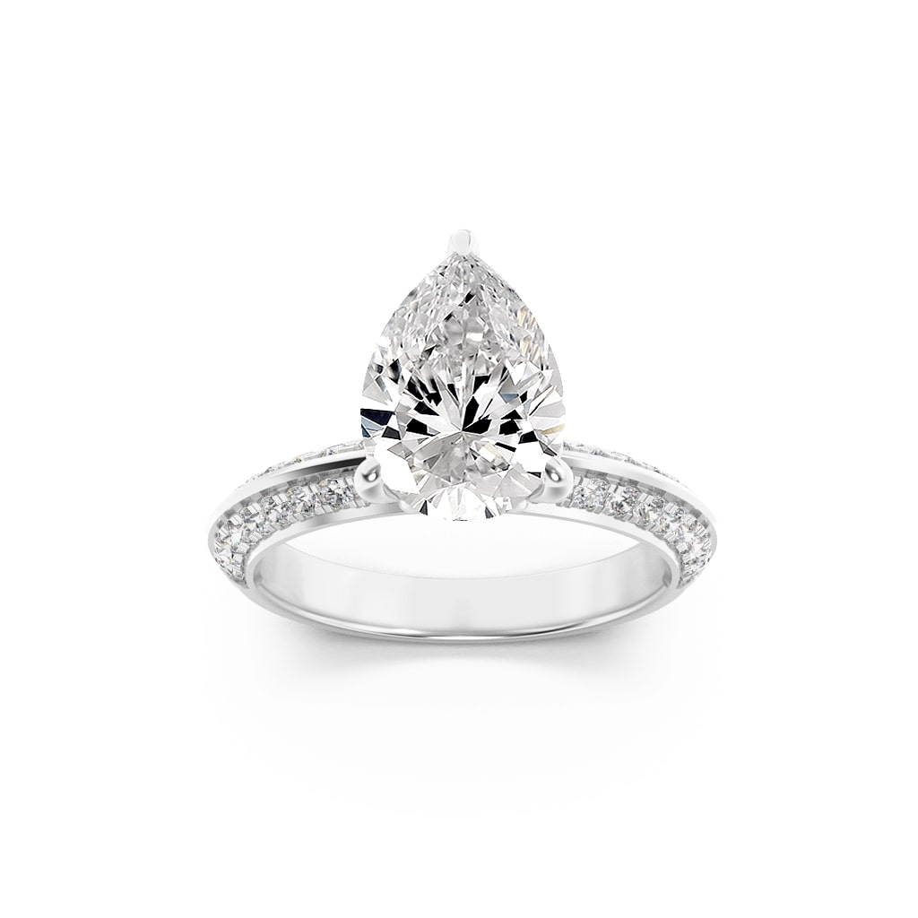 2.00 CT Pear Diamond Ring in 14K White Gold