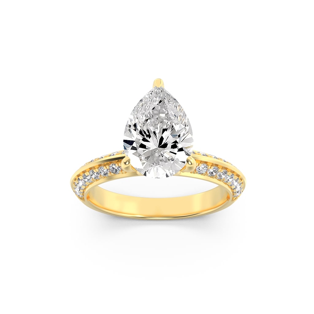 2.00 CT Pear Diamond Ring in 14K Yellow Gold