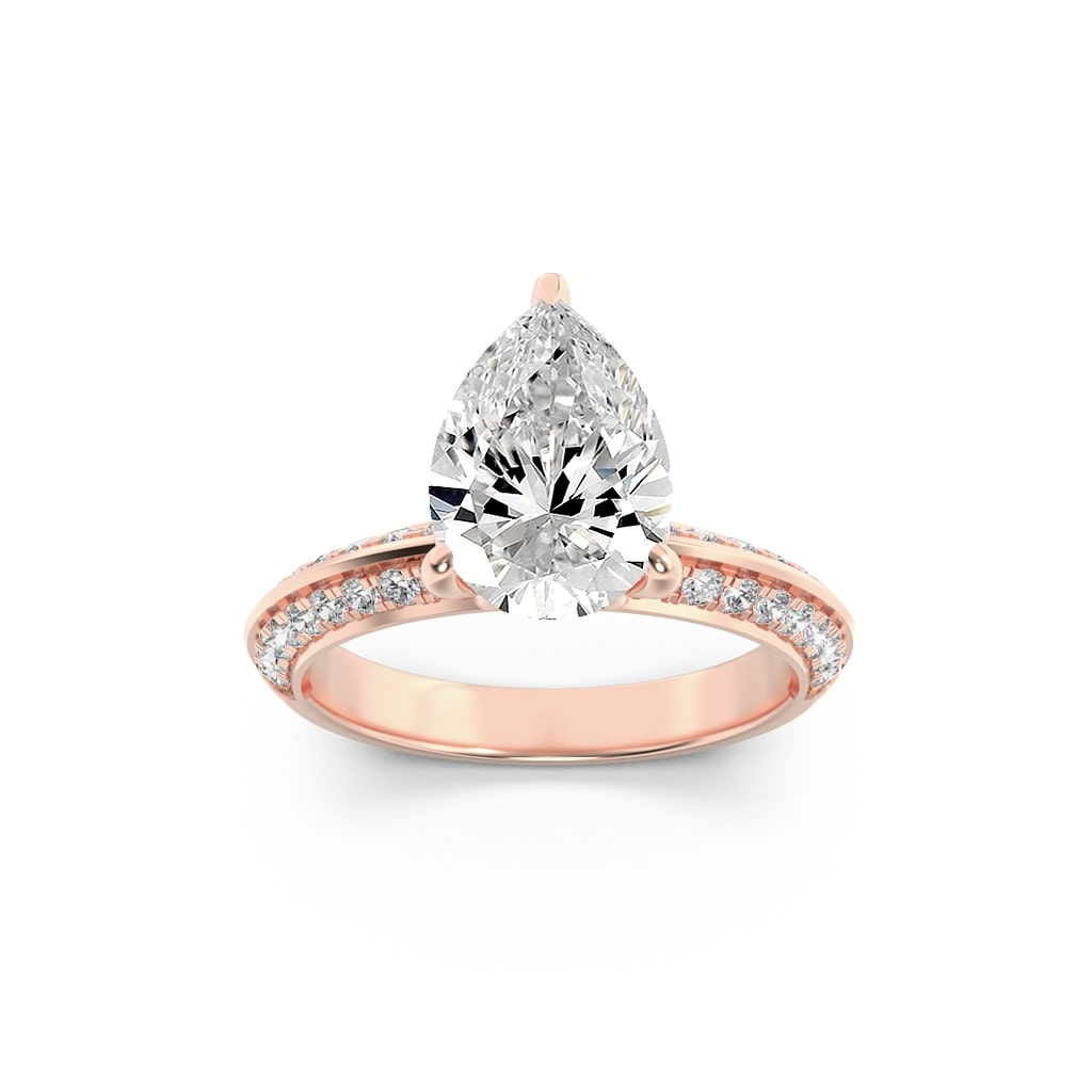 2.00 CT Pear Diamond Ring in 14K Rose Gold