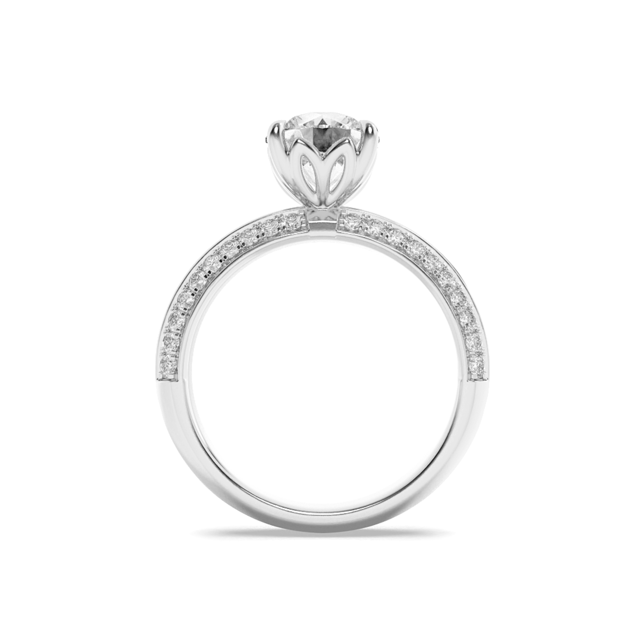 Knife Edge Shank Round Engagement Ring view 4