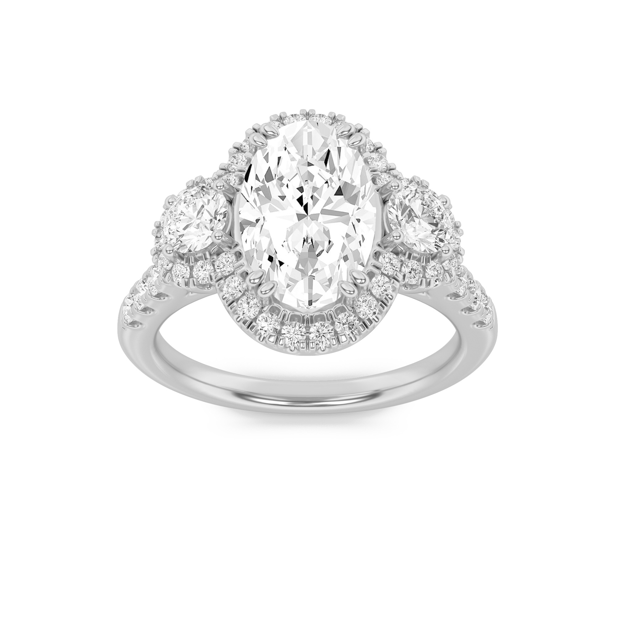 3.00 CT Oval Diamond Ring in 14K White Gold