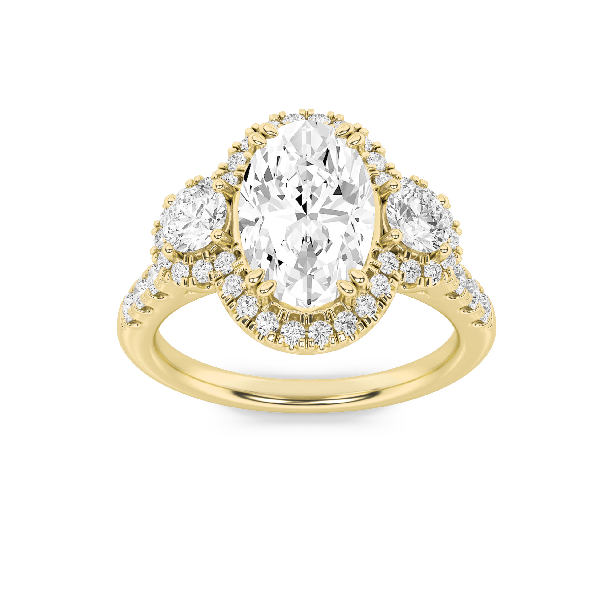 3.00 CT Oval Diamond Ring in 14K Yellow Gold